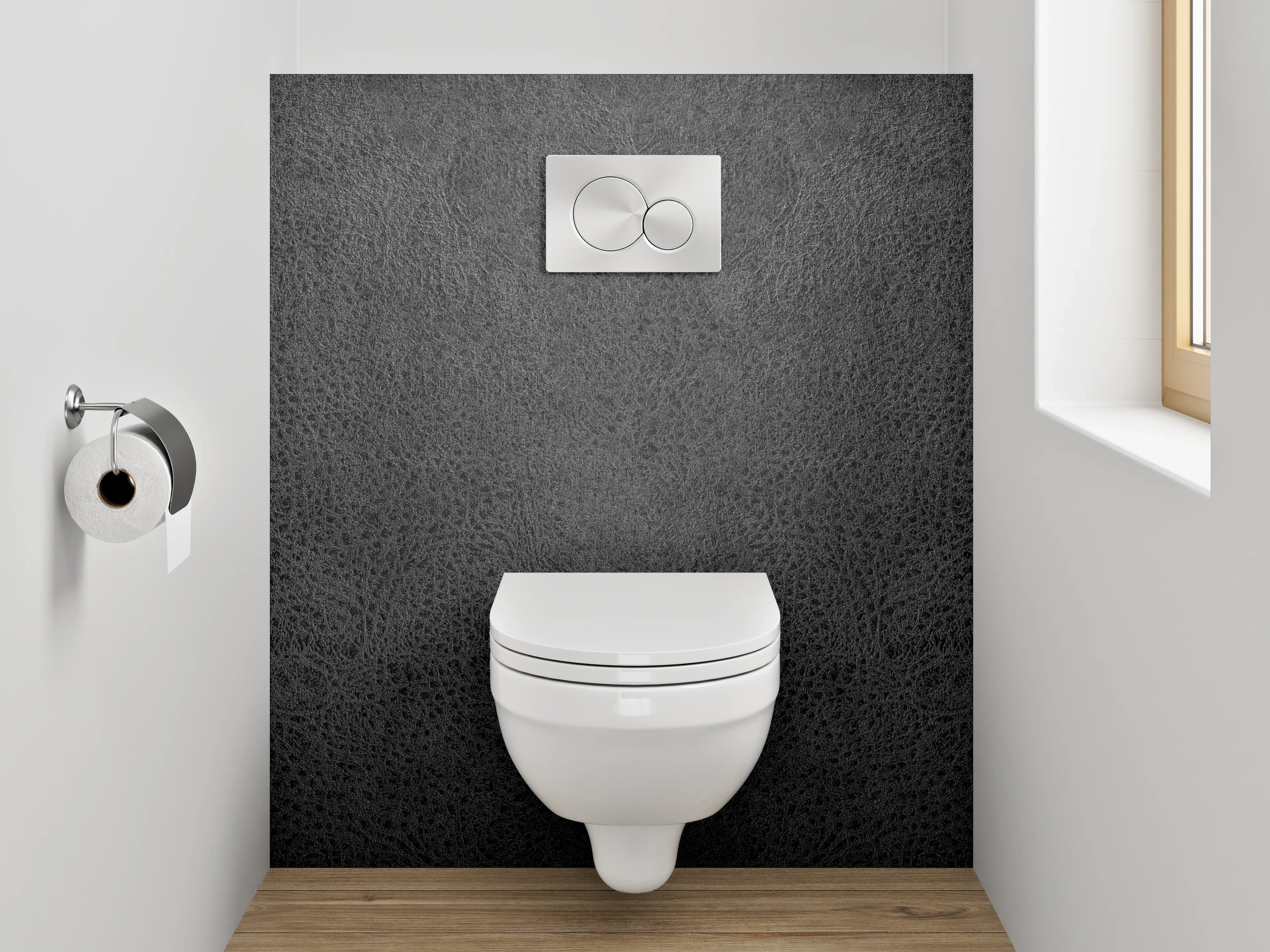 WC-Rückwand - Strukturierte schwarze Betonoptik