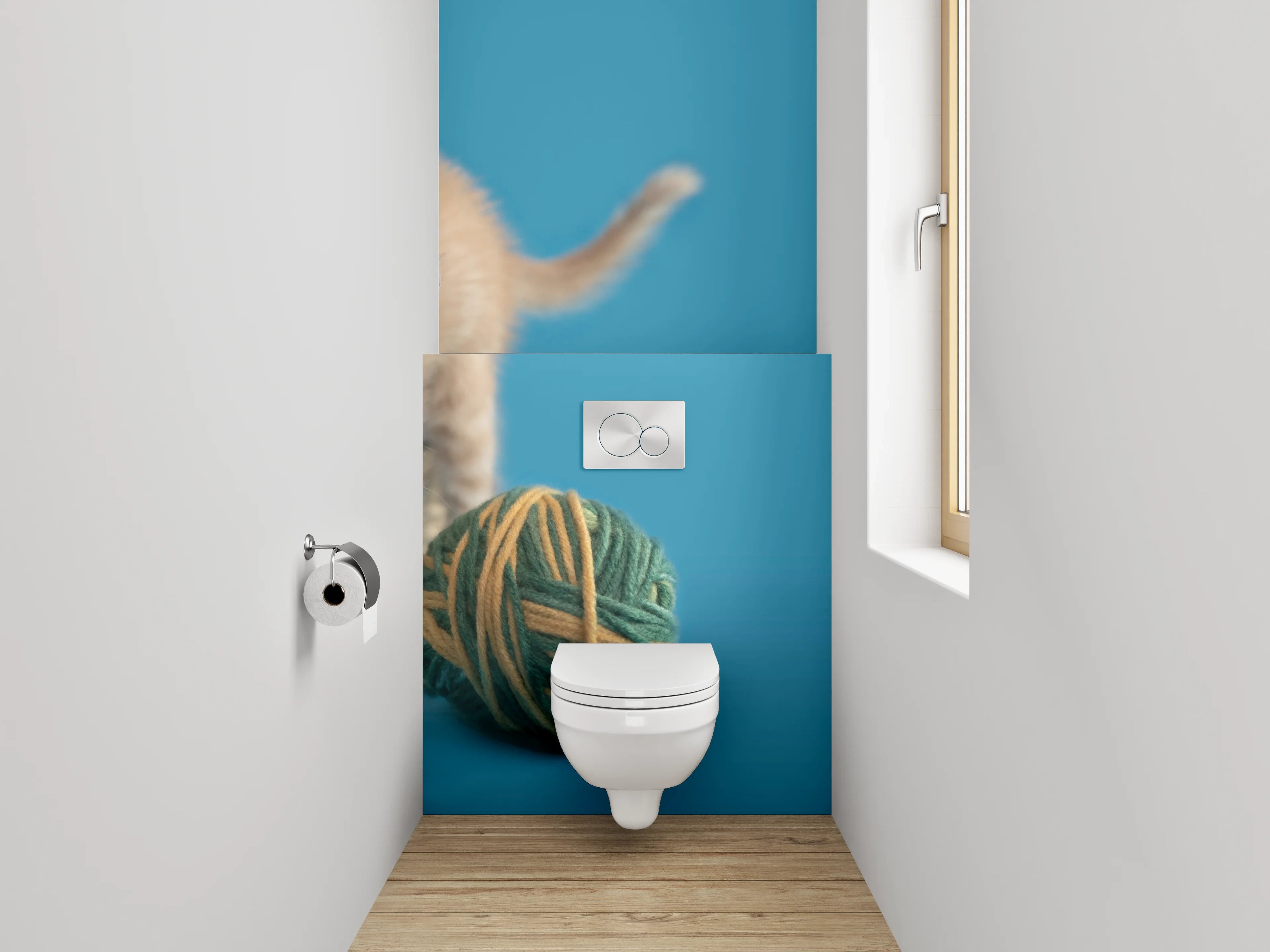 WC-Rückwand - Süßes Kätzchen mit Wollknäueln