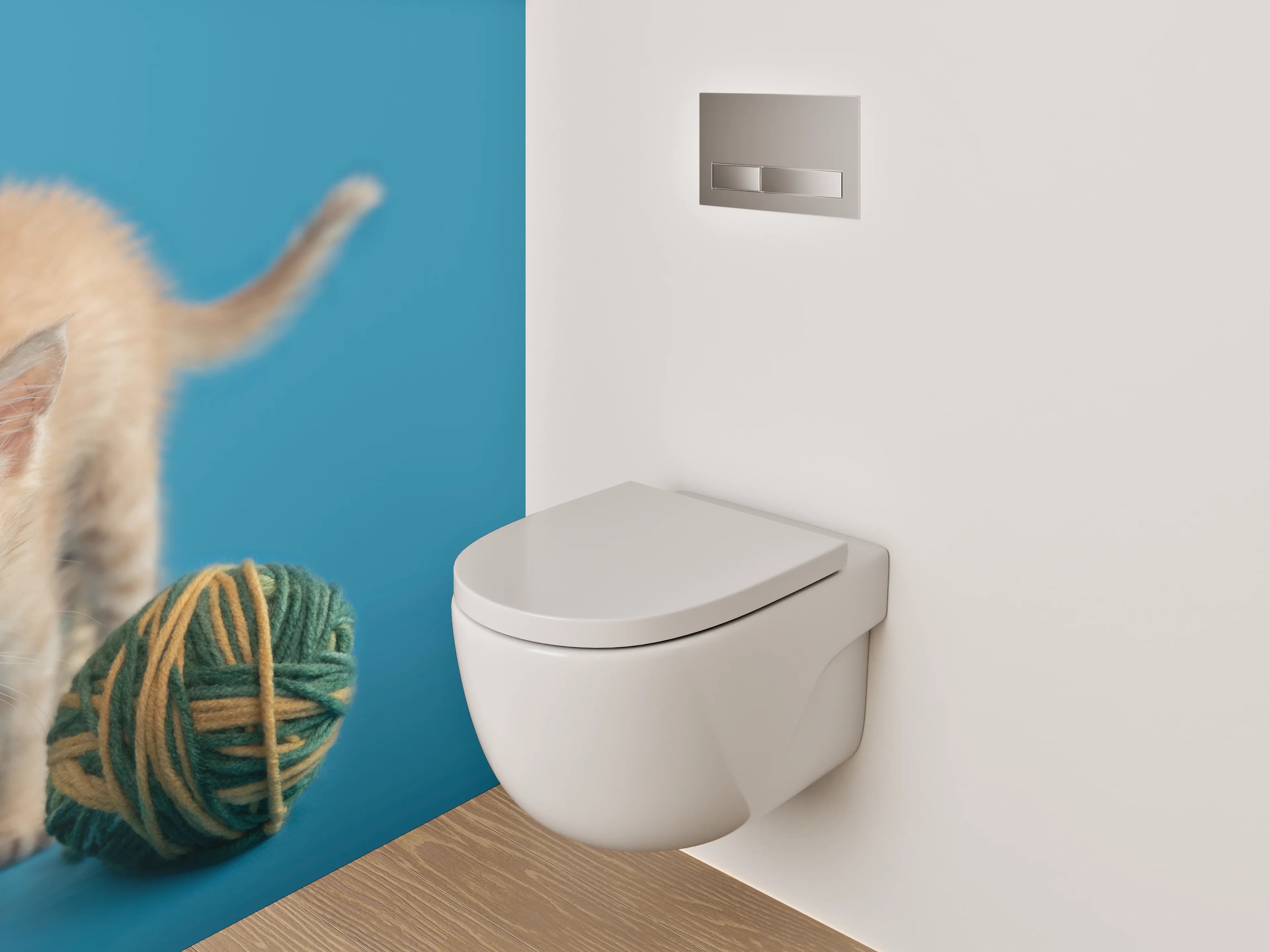 WC-Rückwand - Süßes Kätzchen mit Wollknäueln