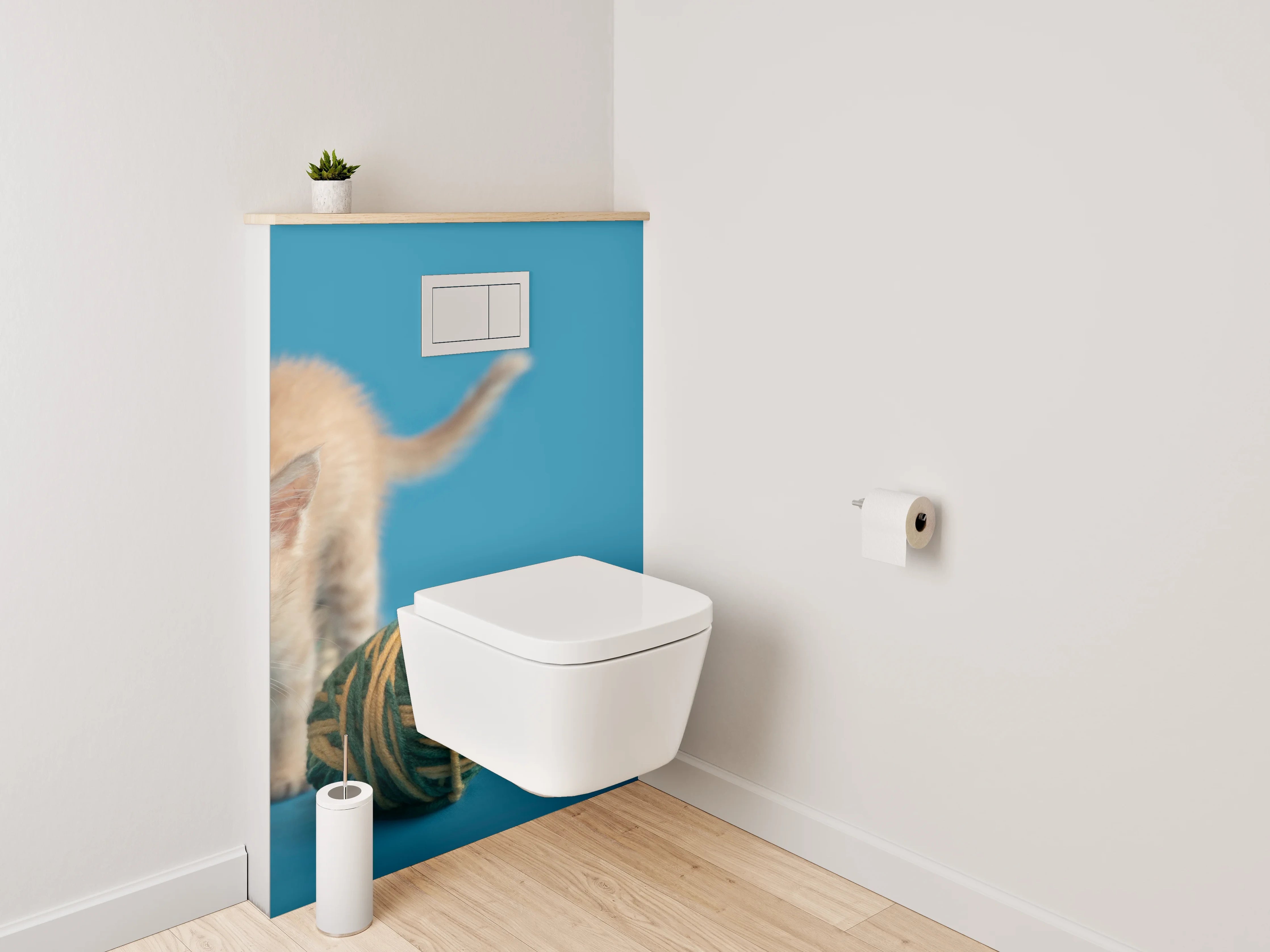 WC-Rückwand - Süßes Kätzchen mit Wollknäueln