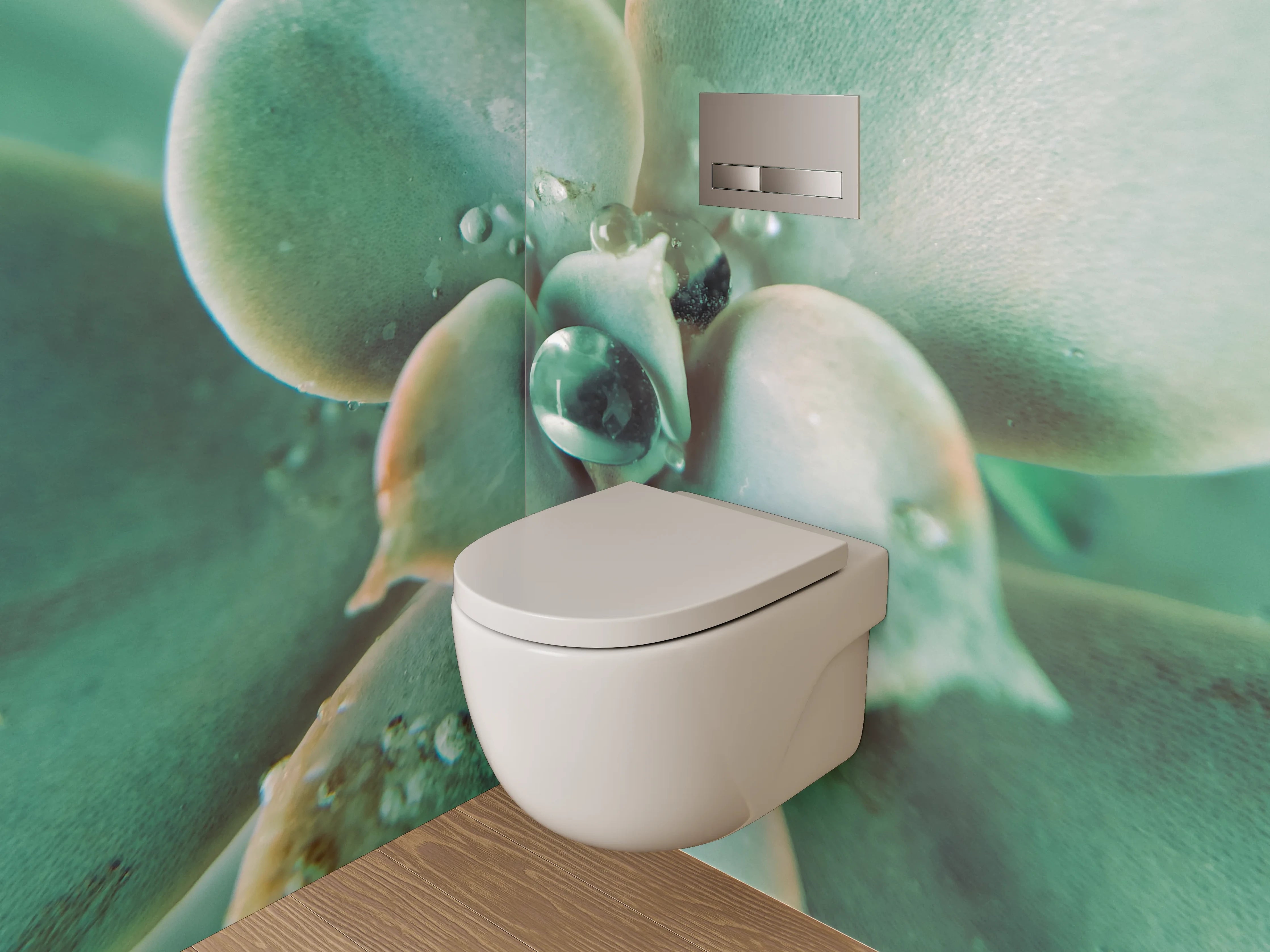 WC-Rückwand - Sukkulente Makro Tropfen Frisch