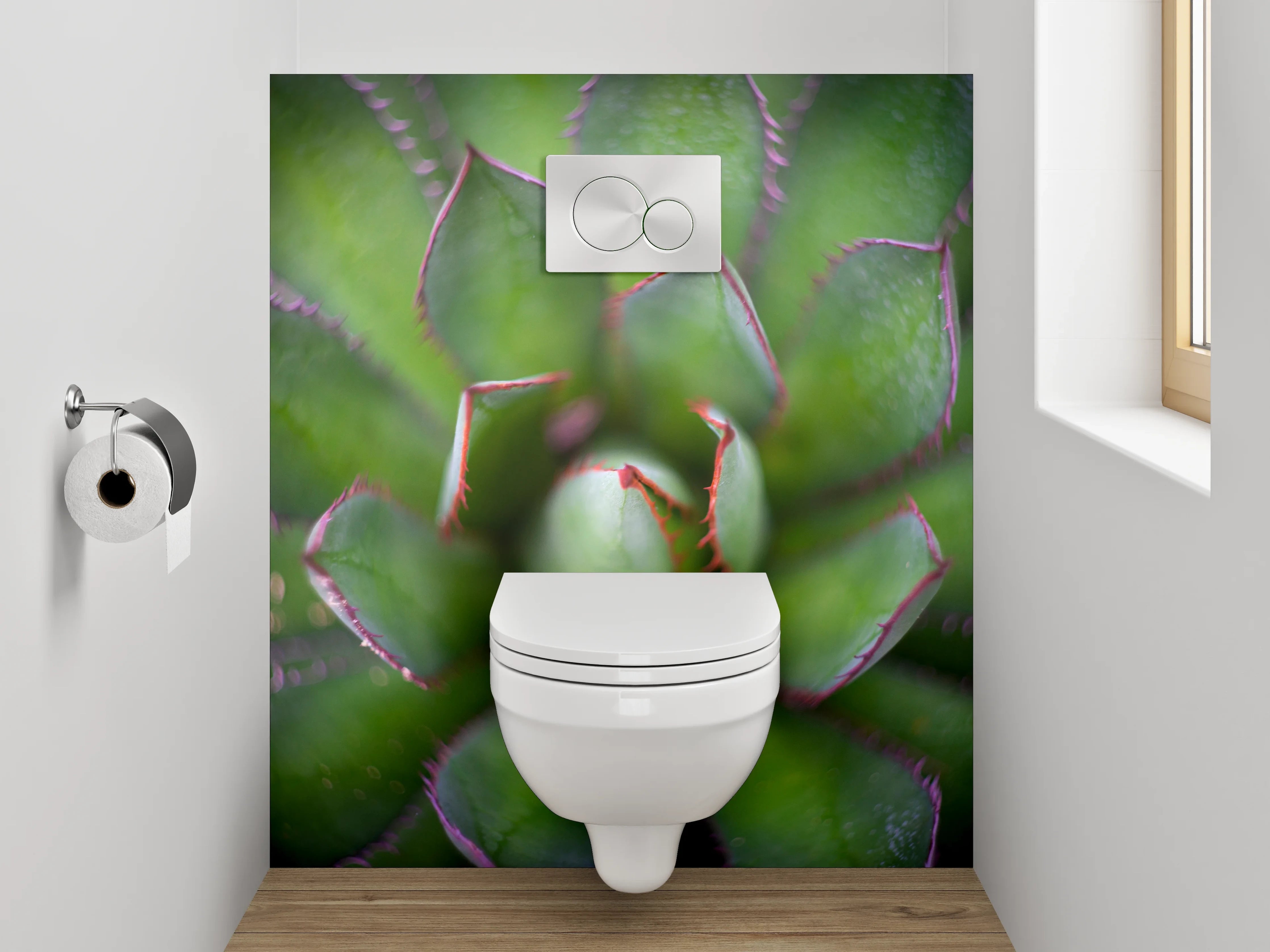 WC-Rückwand - Sukkulente Makro grün Motiv