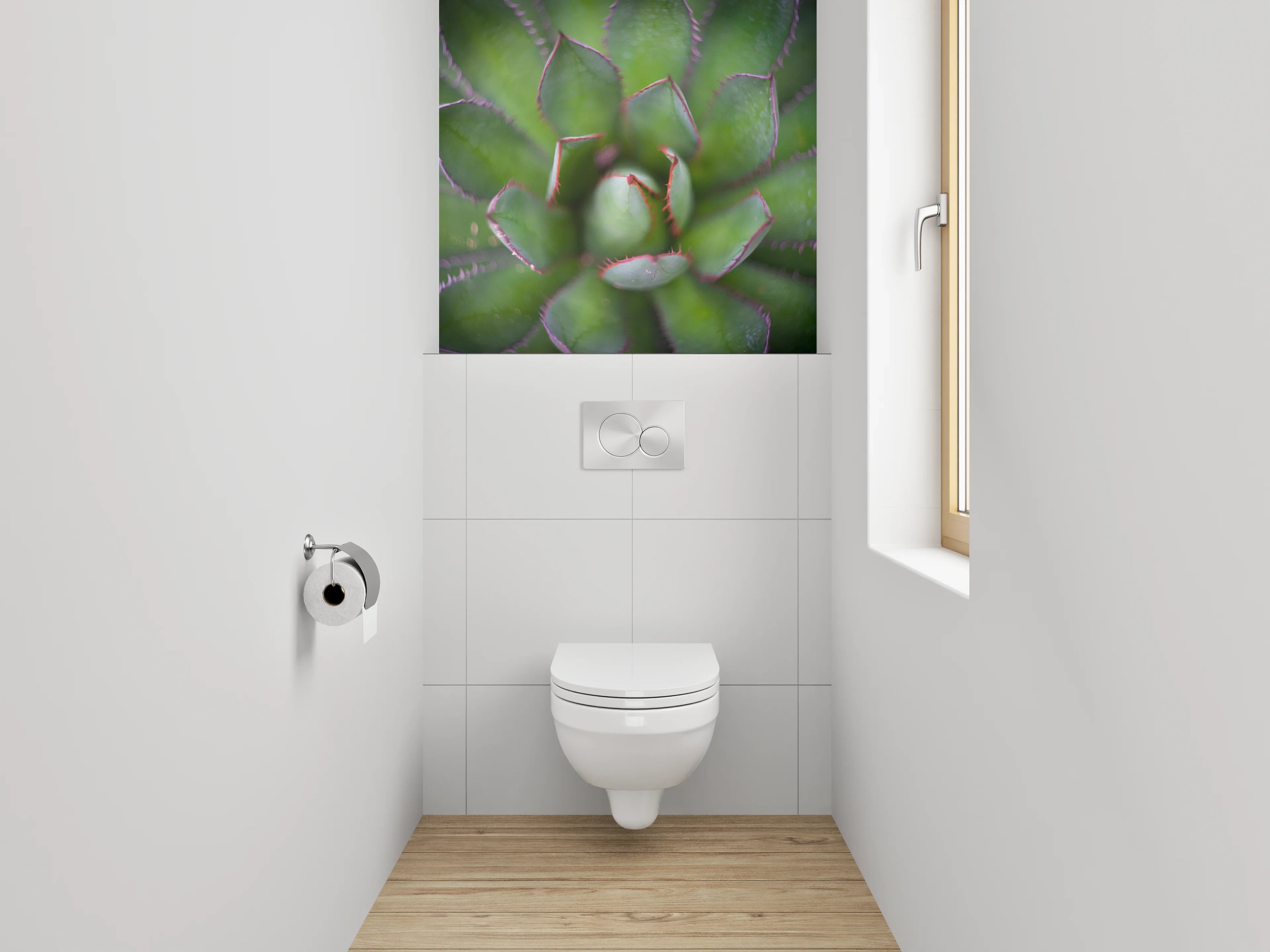 WC-Rückwand - Sukkulente Makro grün Motiv