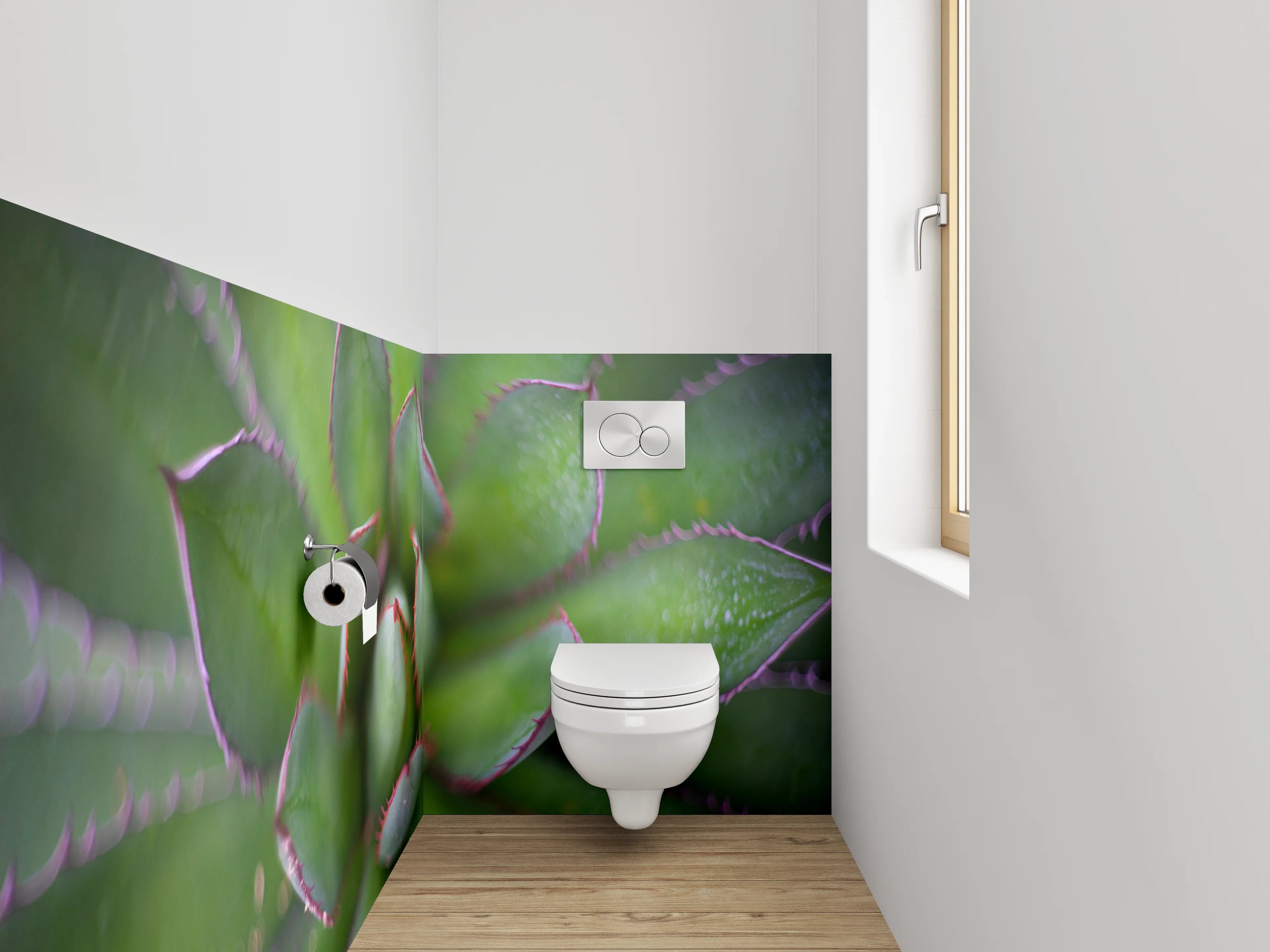 WC-Rückwand - Sukkulente Makro grün Motiv