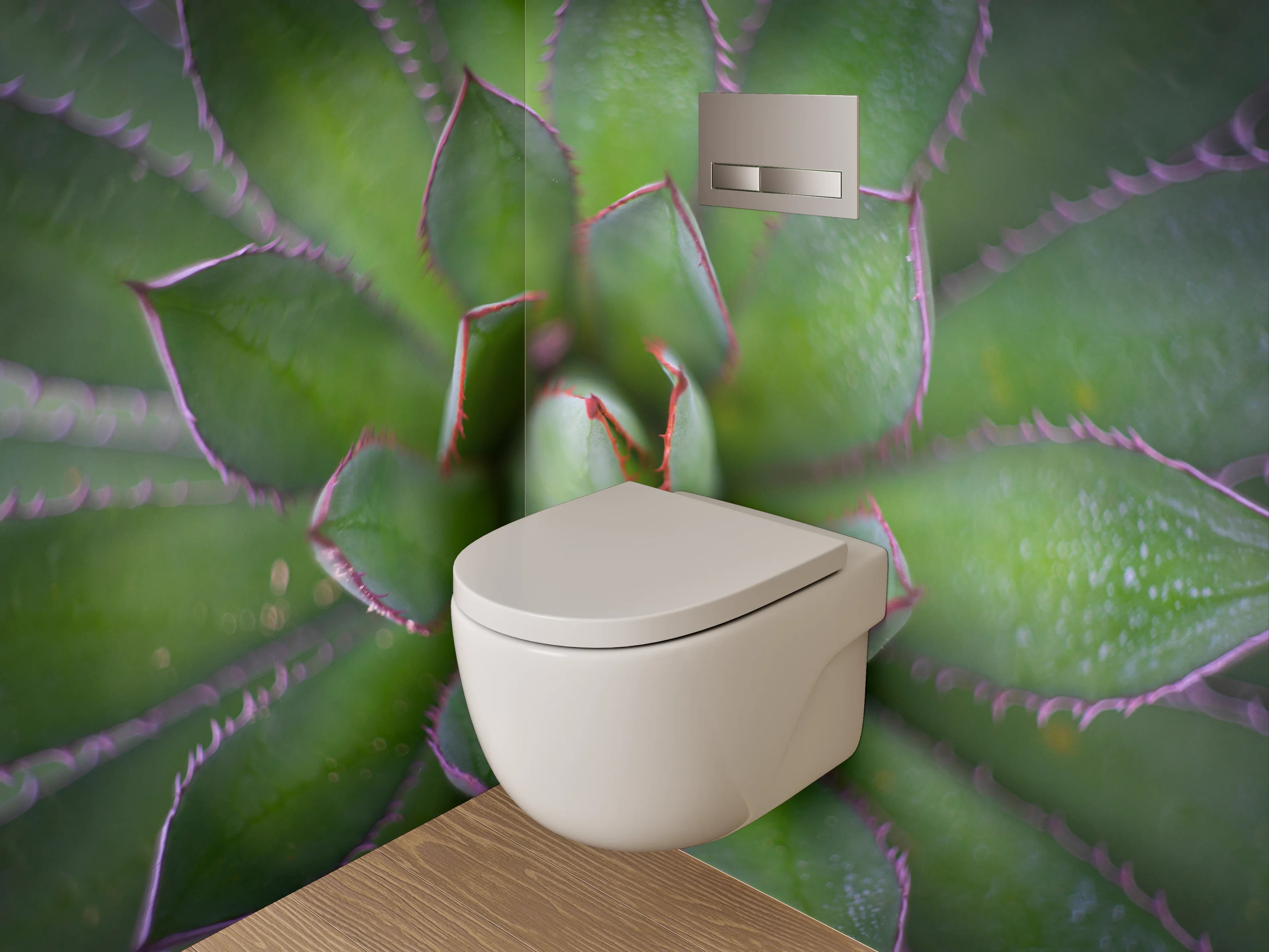 WC-Rückwand - Sukkulente Makro grün Motiv