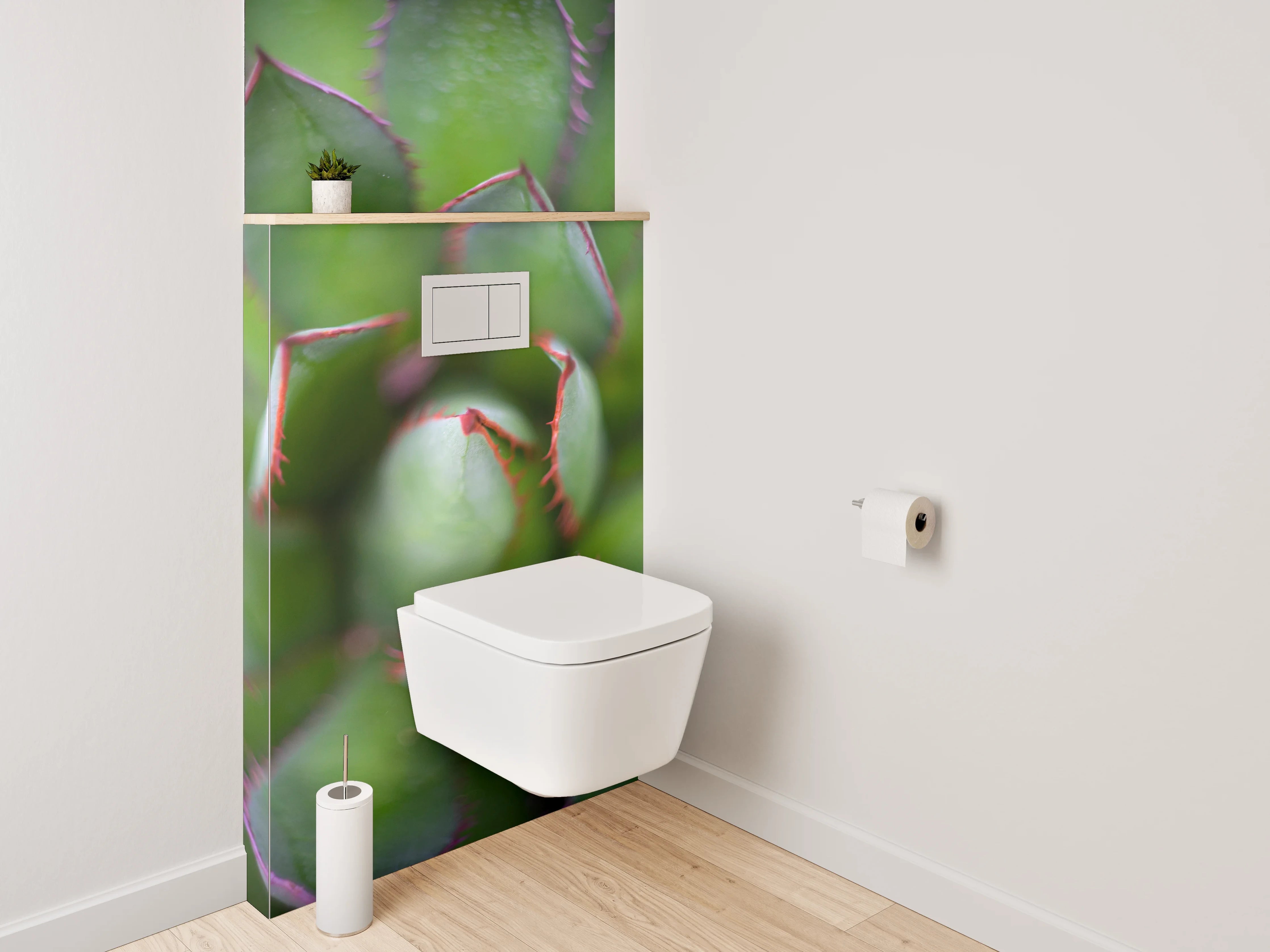 WC-Rückwand - Sukkulente Makro grün Motiv