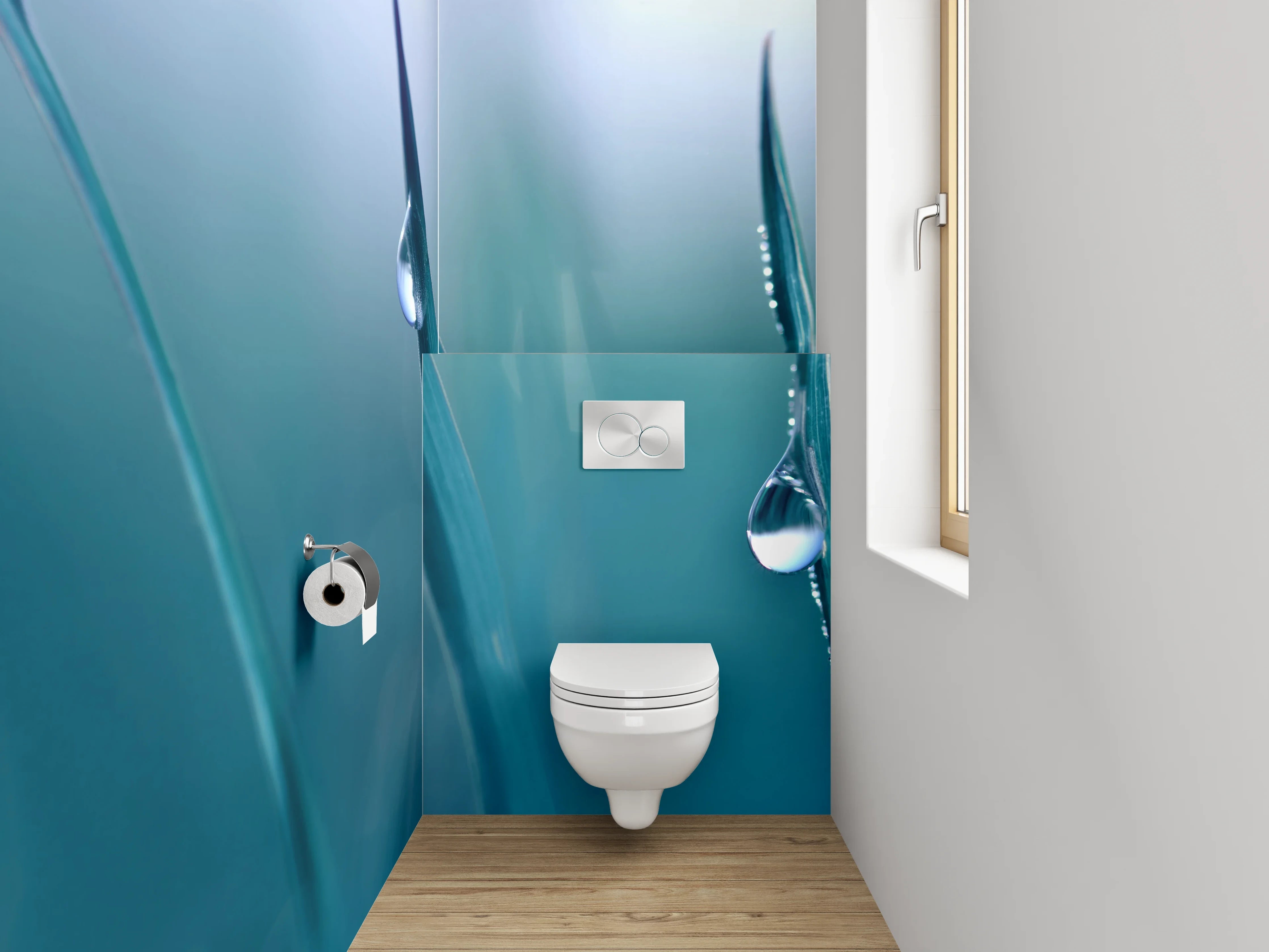WC-Rückwand - Taufrisches Grashalm-Motiv mit Tautropfen