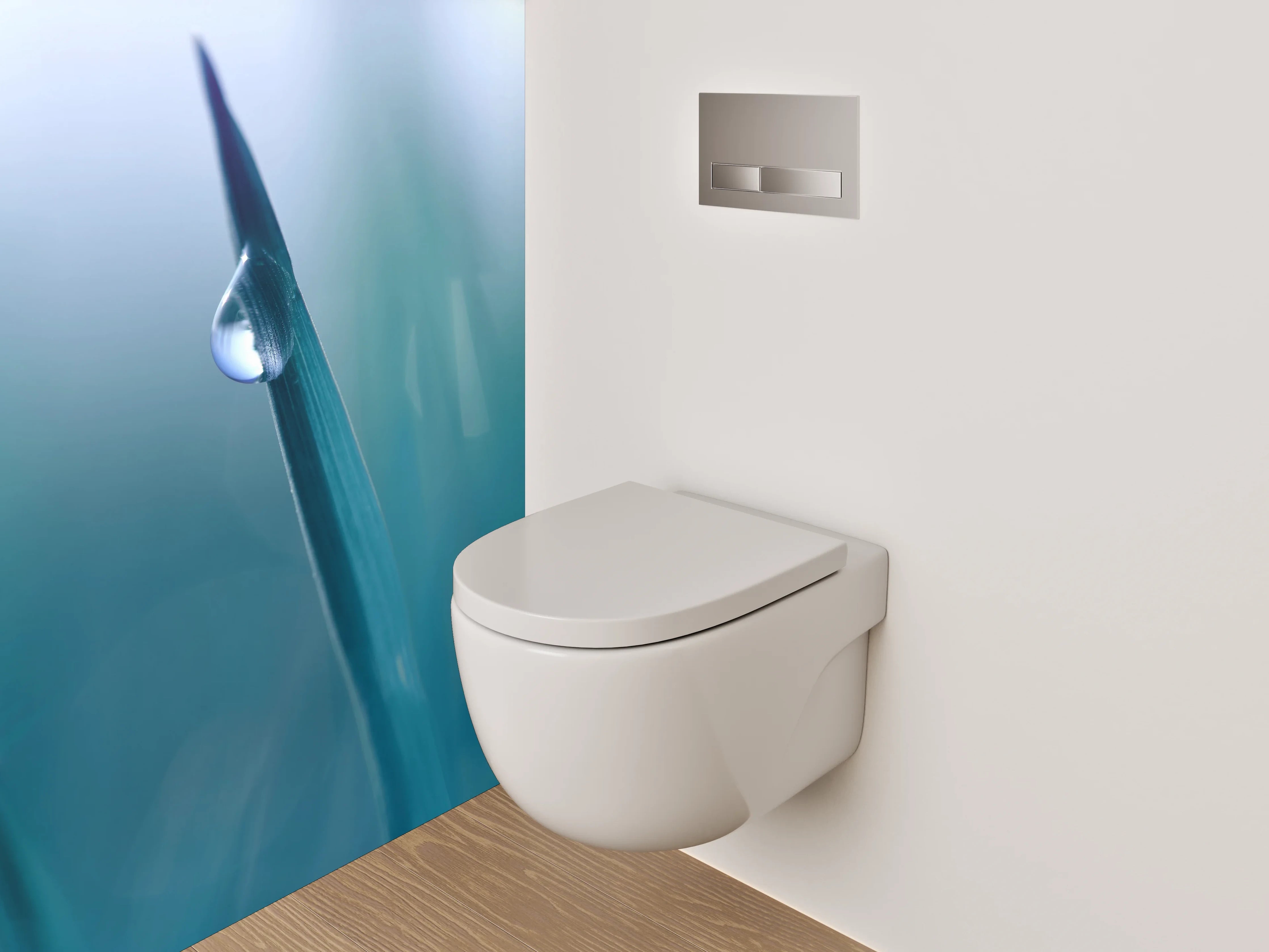 WC-Rückwand - Taufrisches Grashalm-Motiv mit Tautropfen