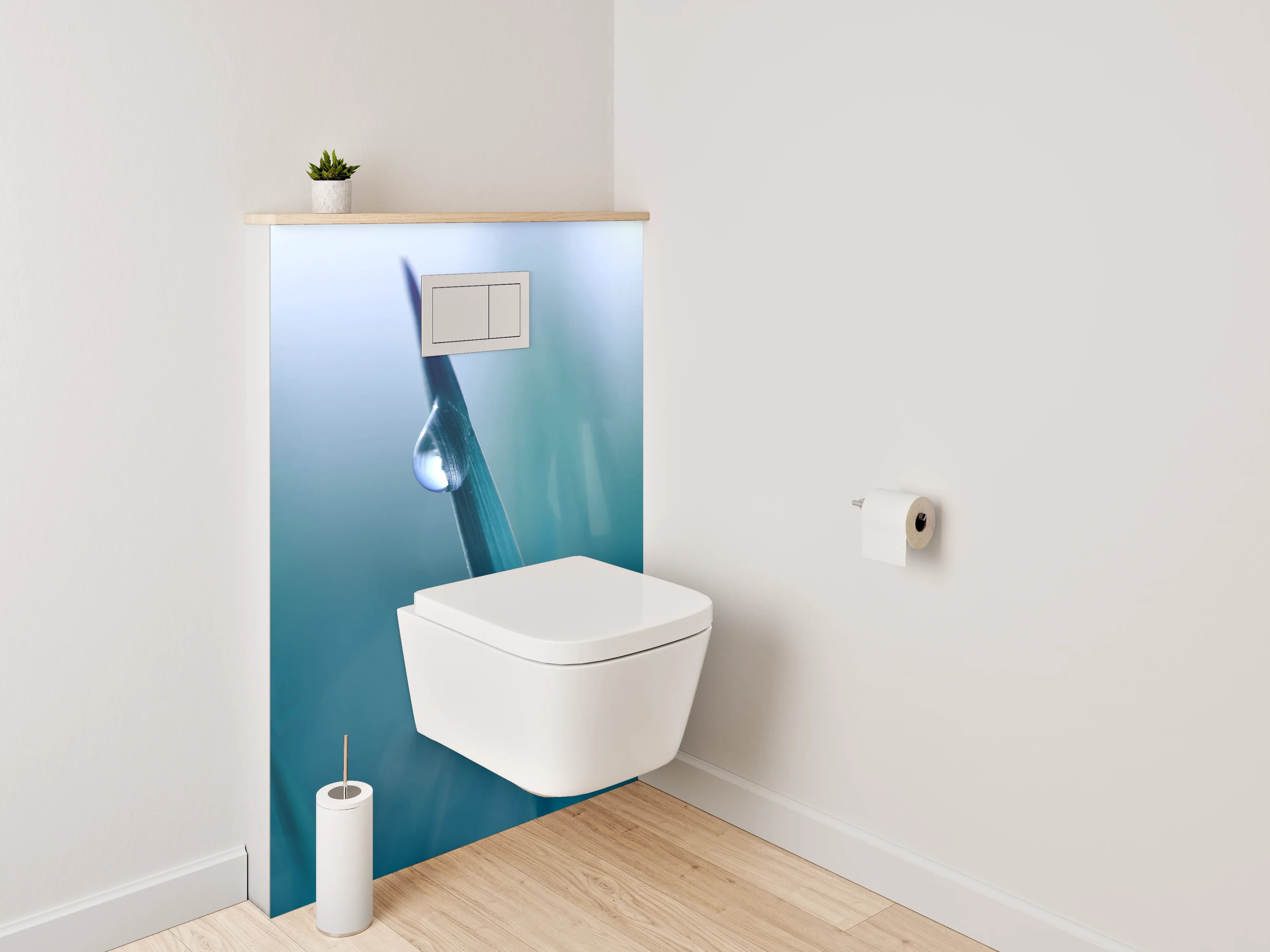 WC-Rückwand - Taufrisches Grashalm-Motiv mit Tautropfen
