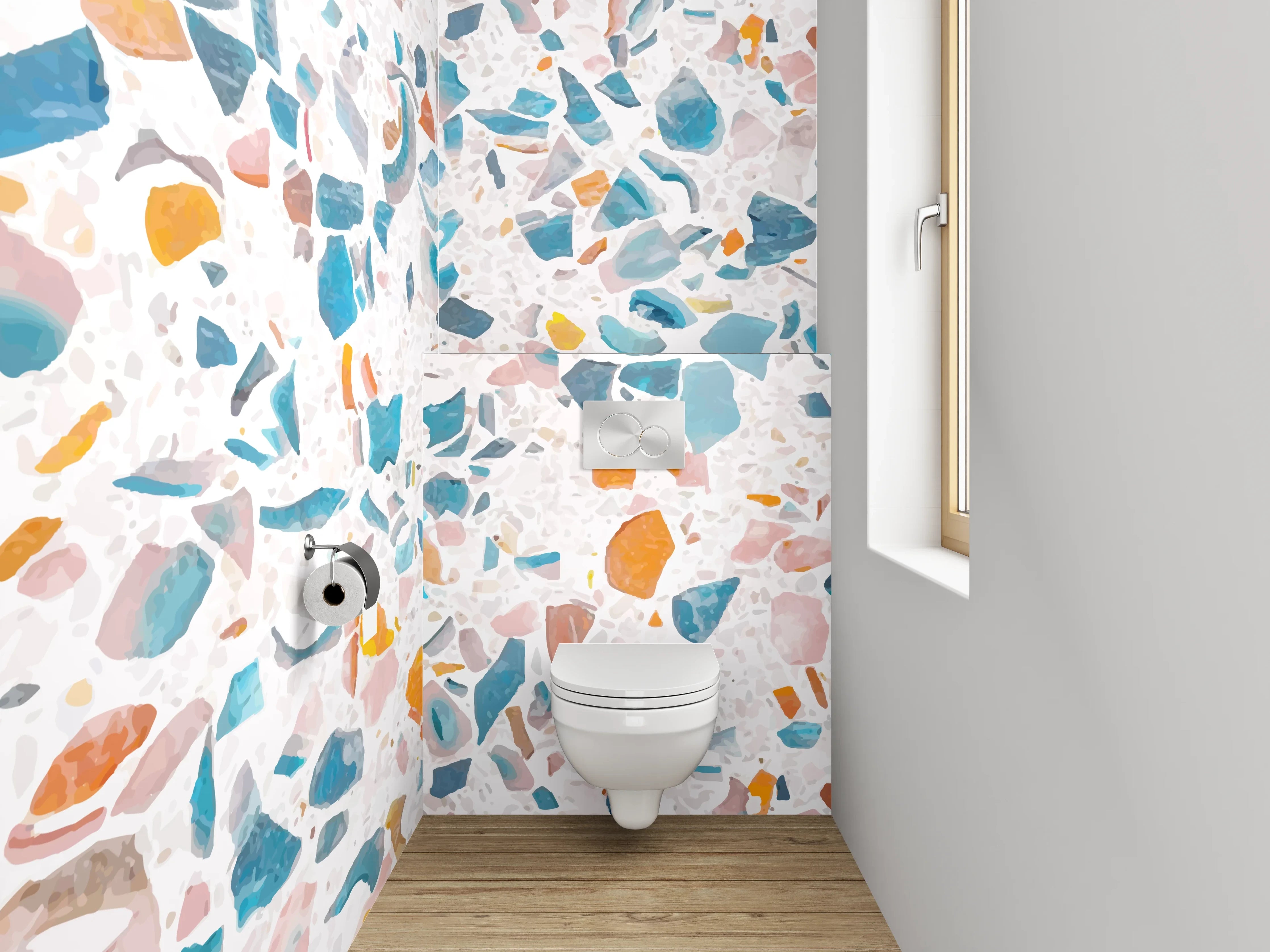 WC-Rückwand - Terrazzo Muster bunt modern