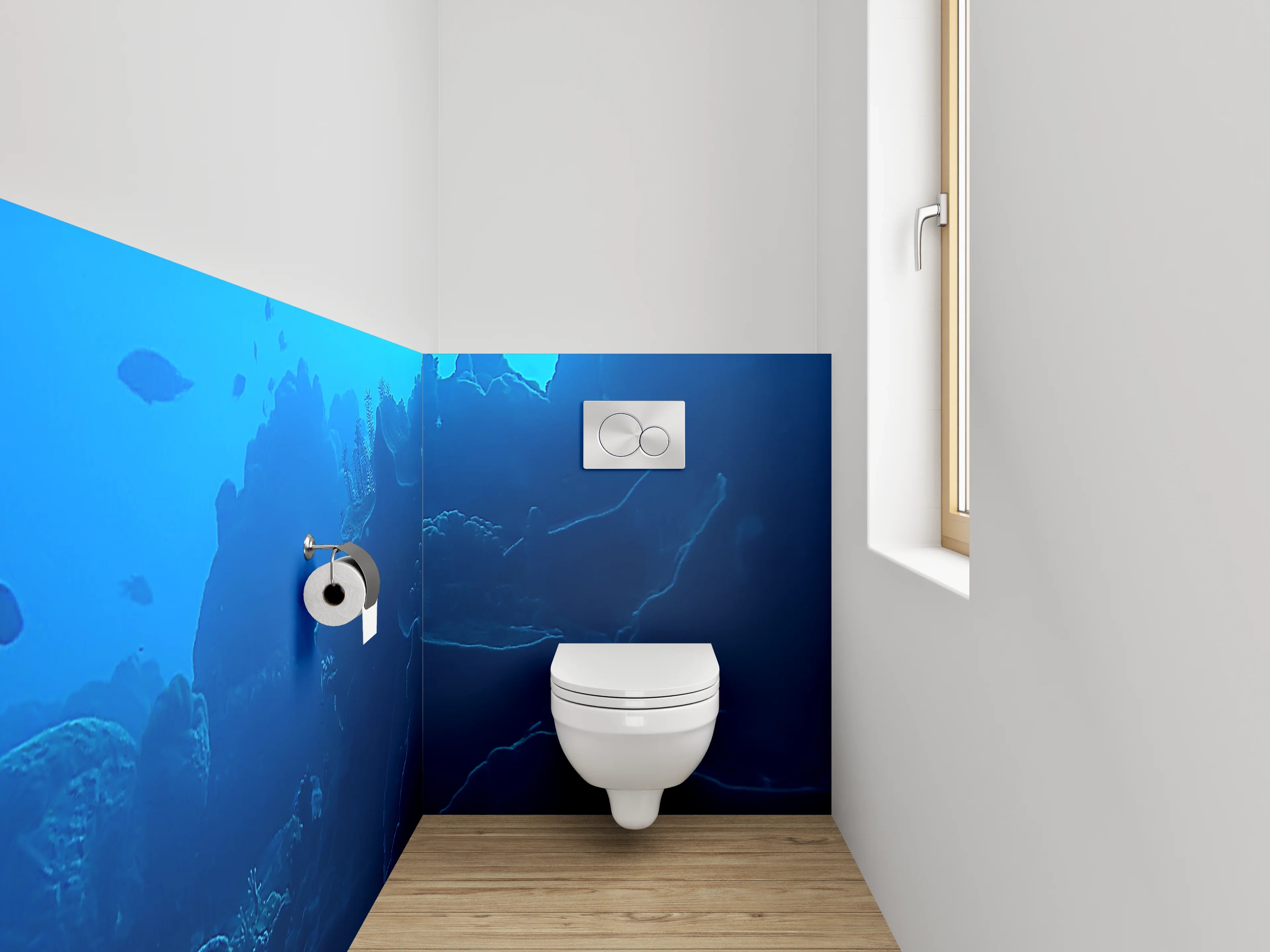 WC-Rückwand - Tiefsee Korallenriff Panorama
