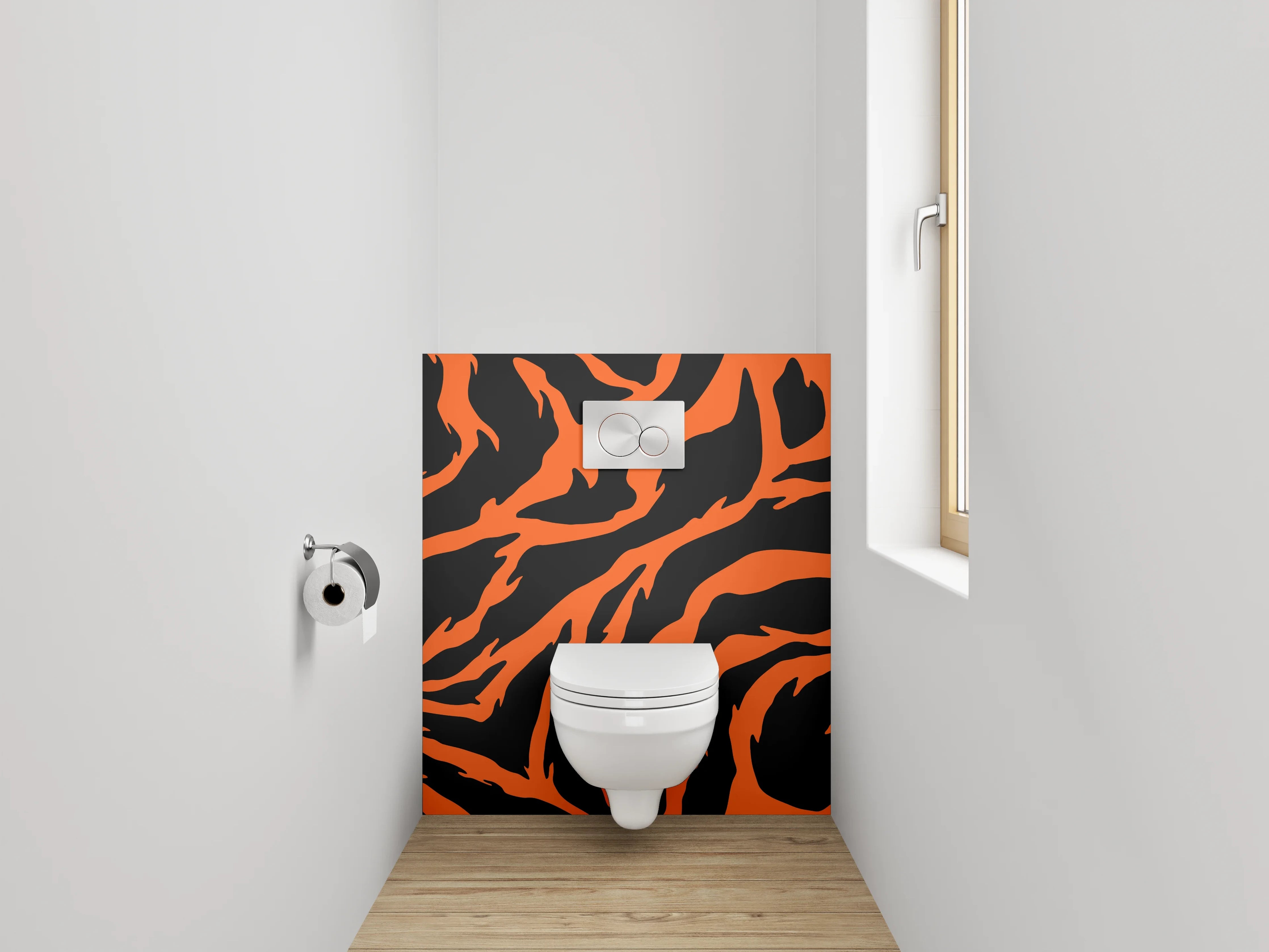 WC-Rückwand - Tigerfell Muster Orange Schwarz