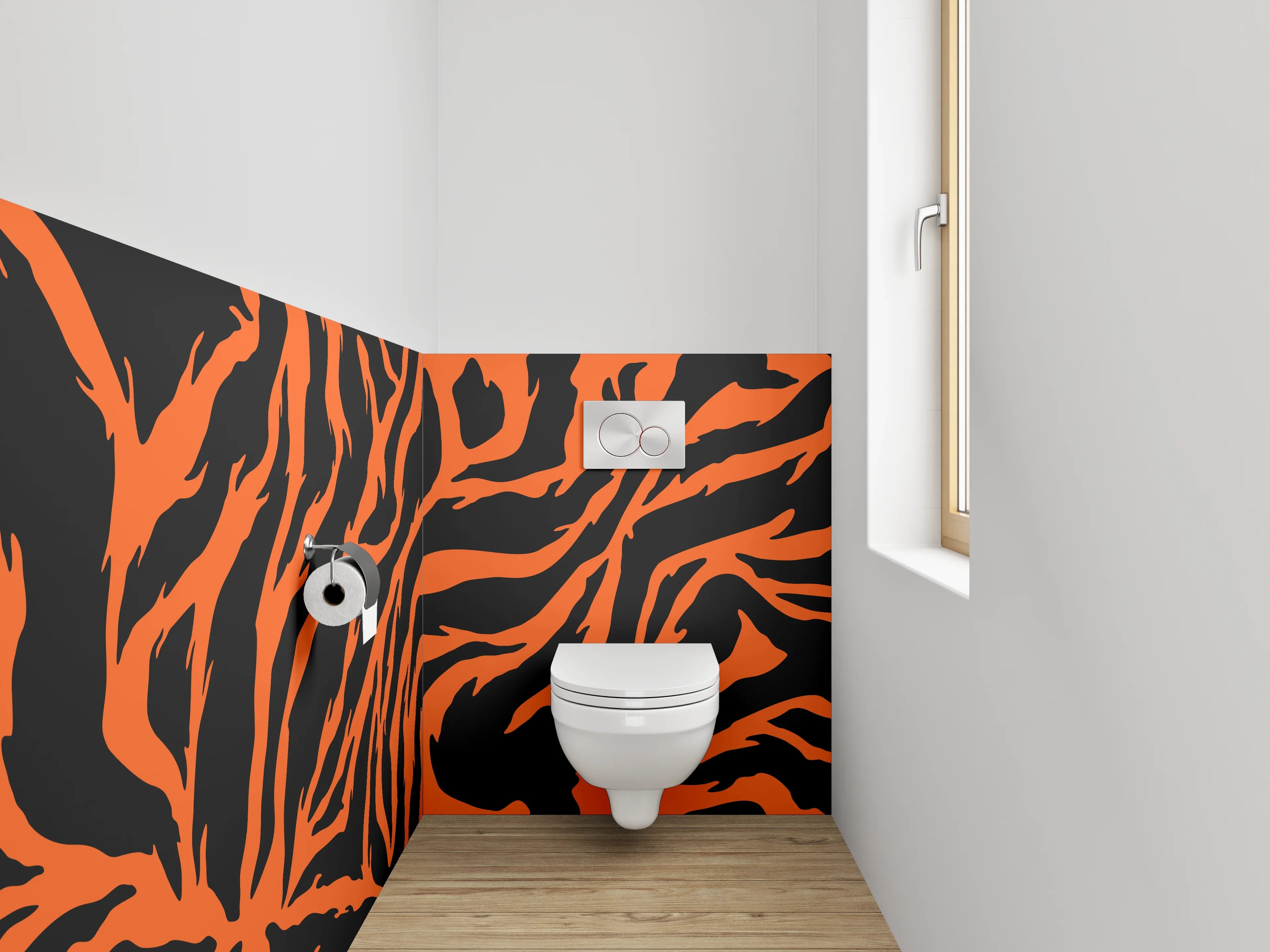 WC-Rückwand - Tigerfell Muster Orange Schwarz