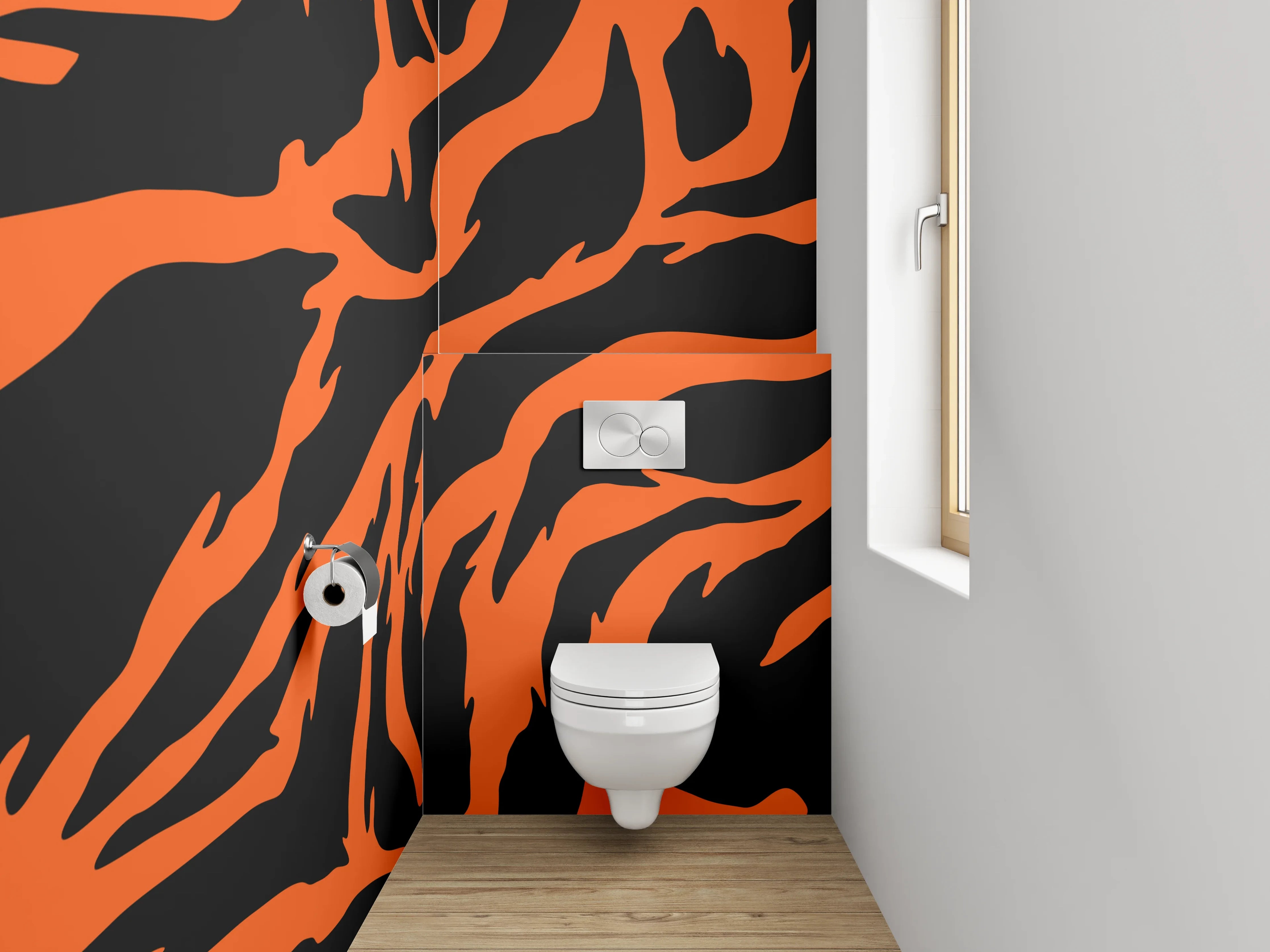 WC-Rückwand - Tigerfell Muster Orange Schwarz