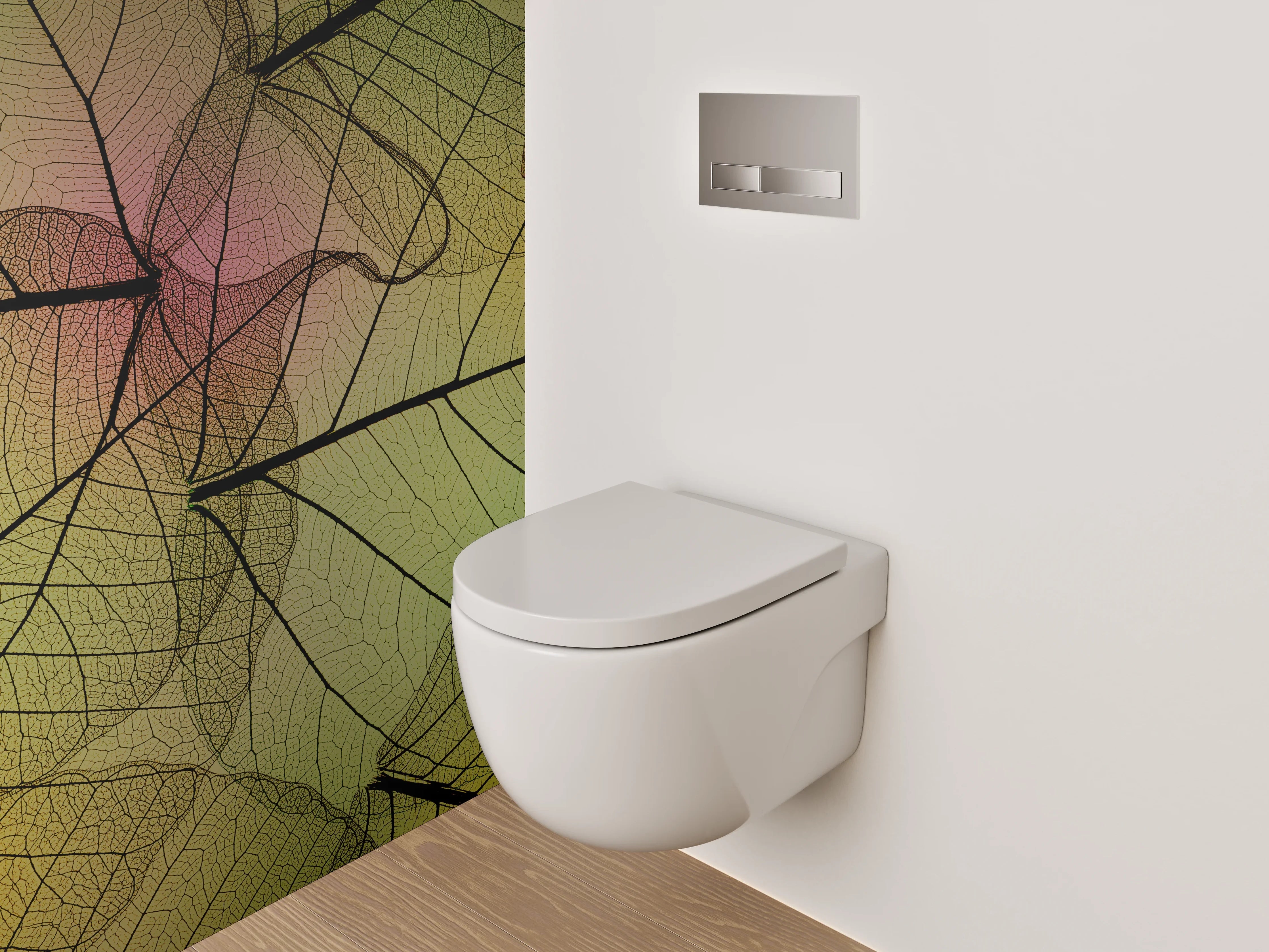 WC-Rückwand - Transparente Blätter grüne Harmonie