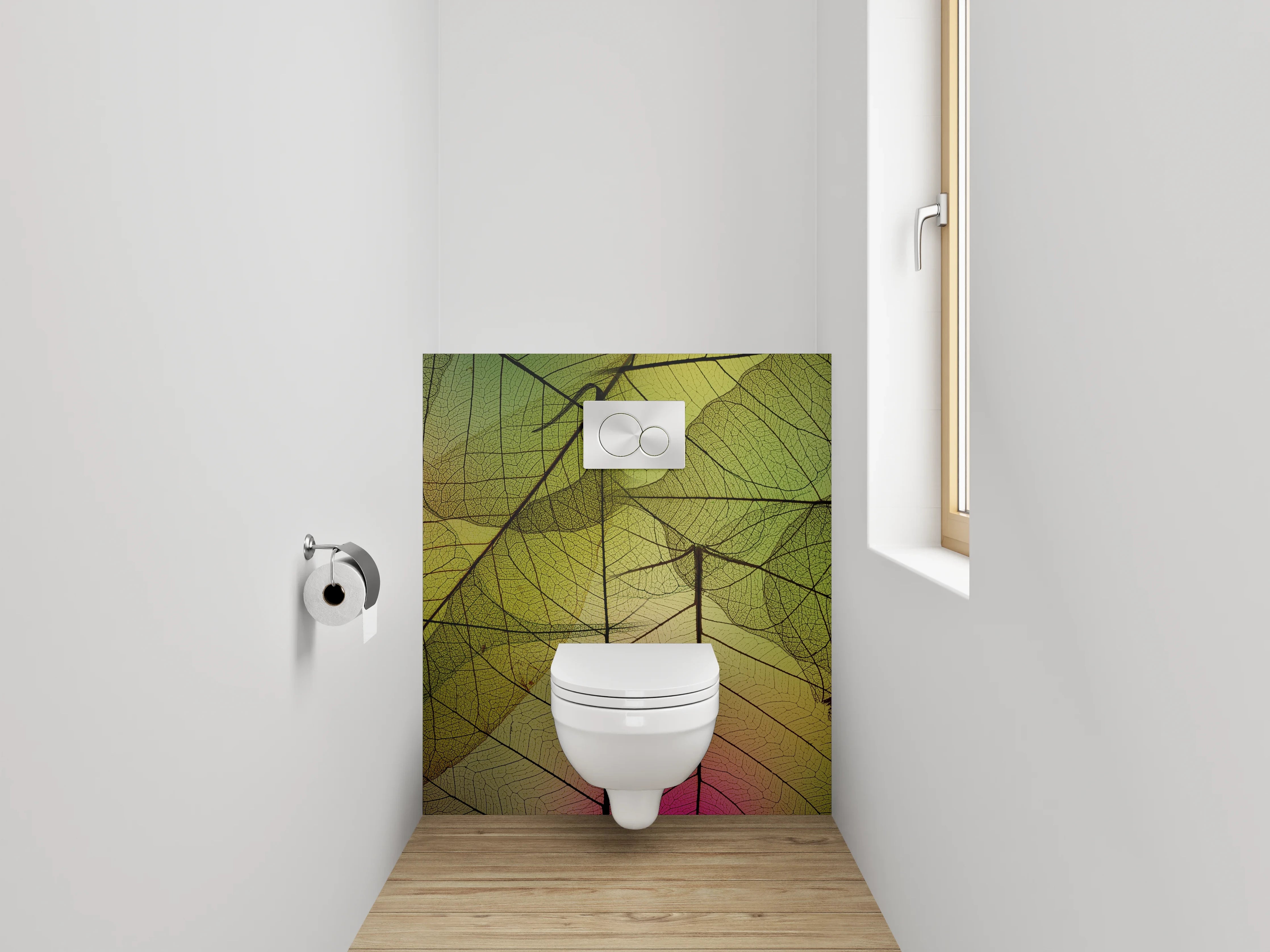 WC-Rückwand - Transparente Blätterstrukturen Naturdesign