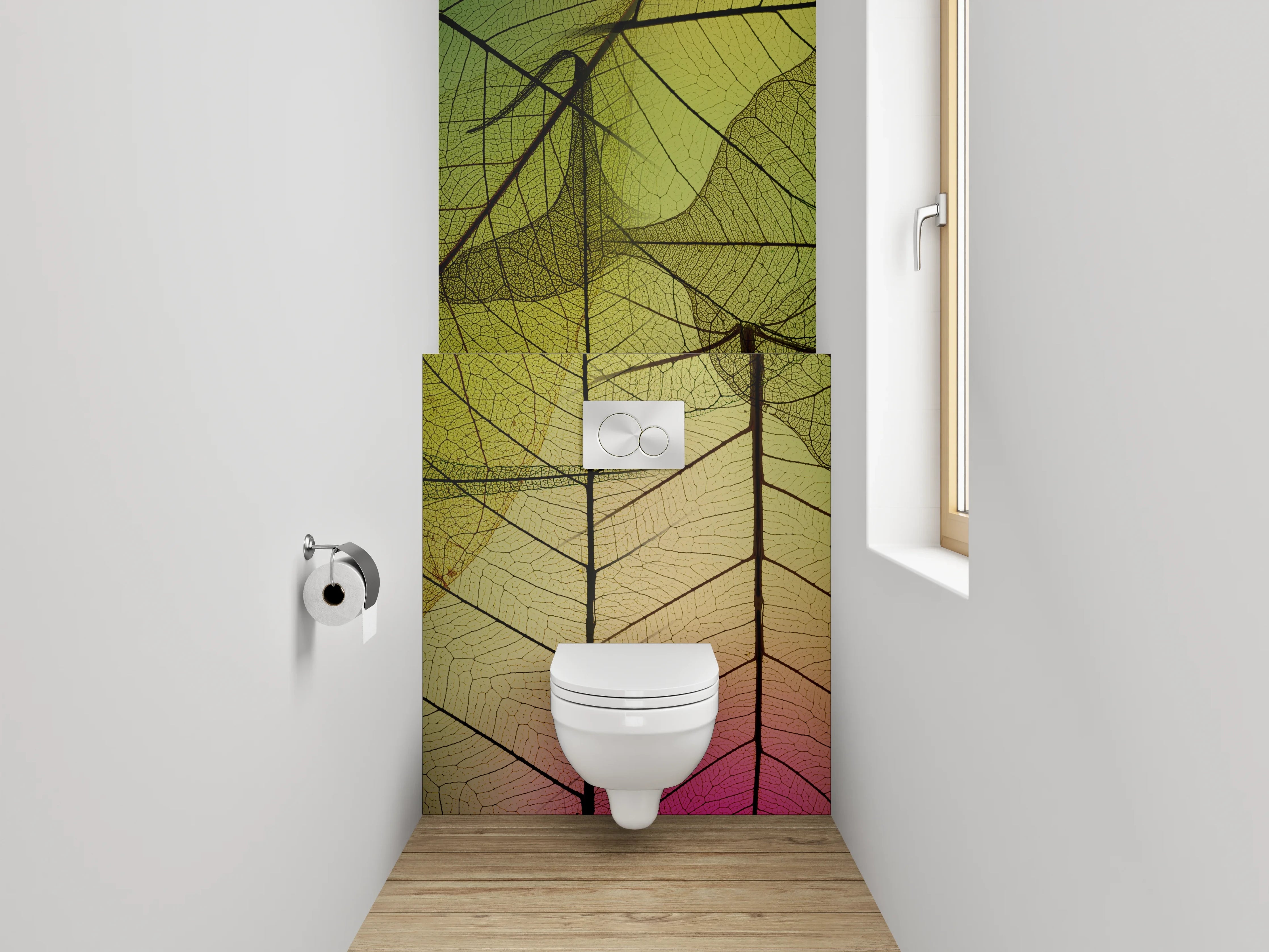 WC-Rückwand - Transparente Blätterstrukturen Naturdesign
