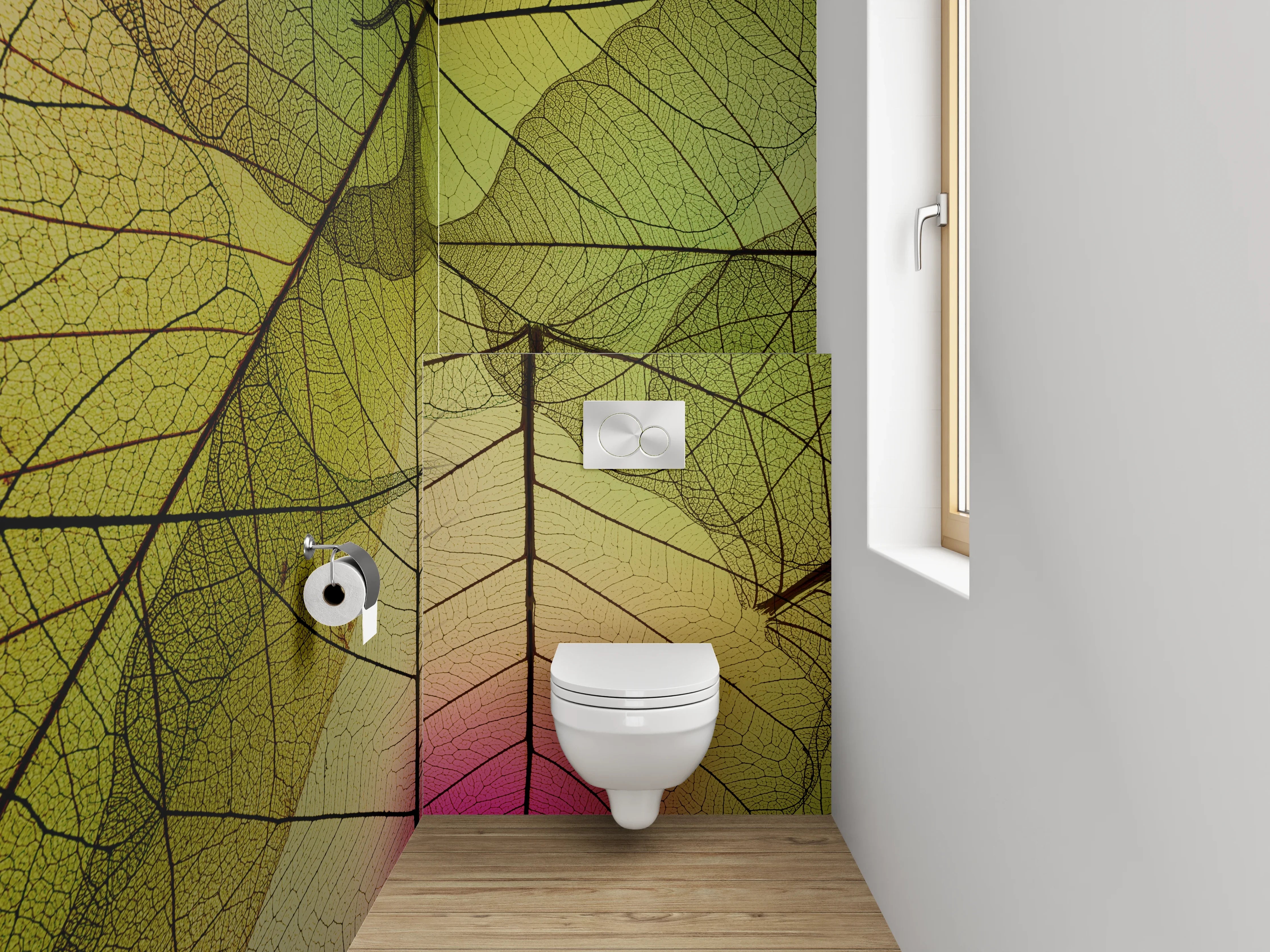 WC-Rückwand - Transparente Blätterstrukturen Naturdesign