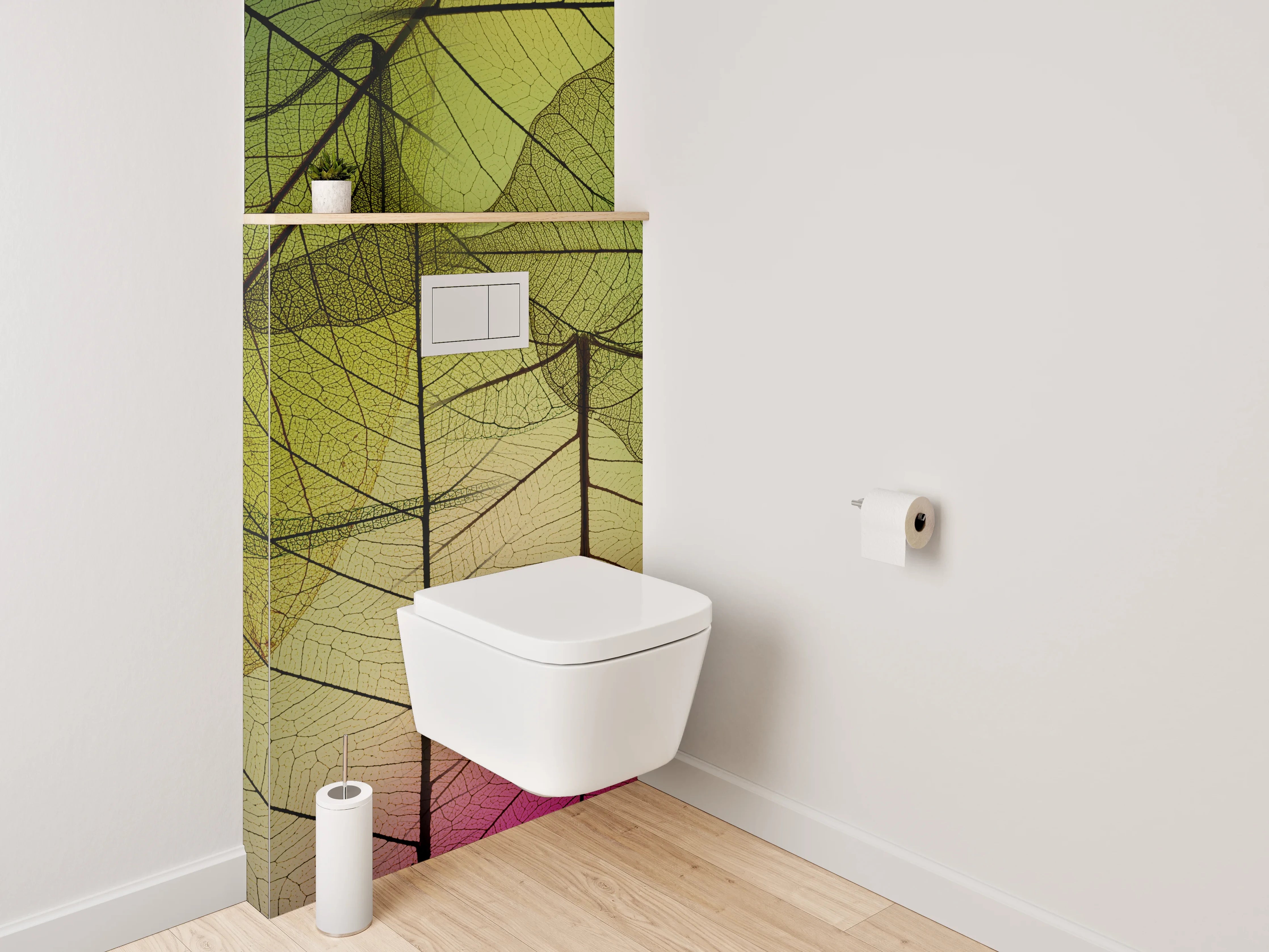 WC-Rückwand - Transparente Blätterstrukturen Naturdesign