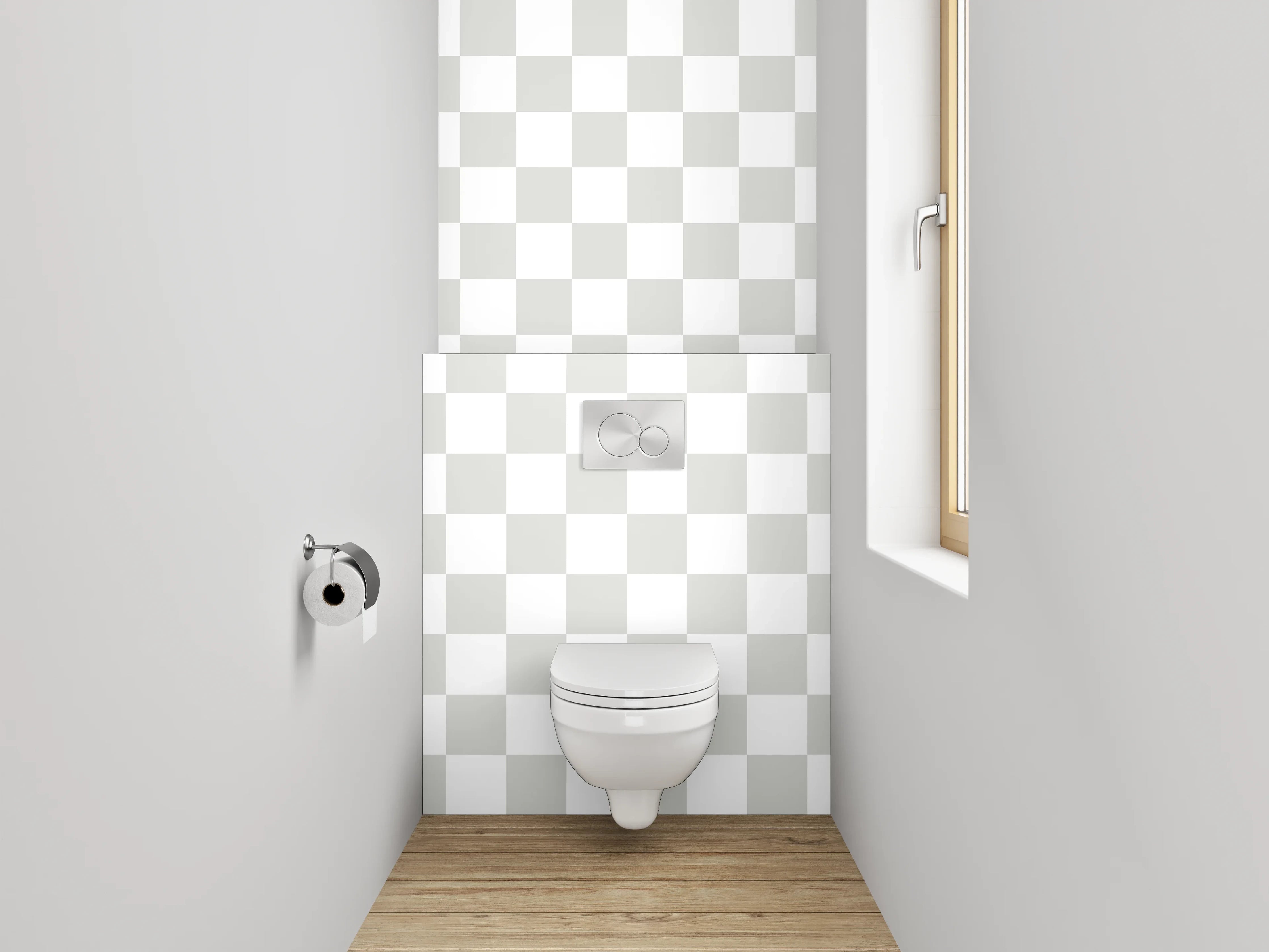 WC-Rückwand - Transparenter Kachel-Effekt Weiß-Grau