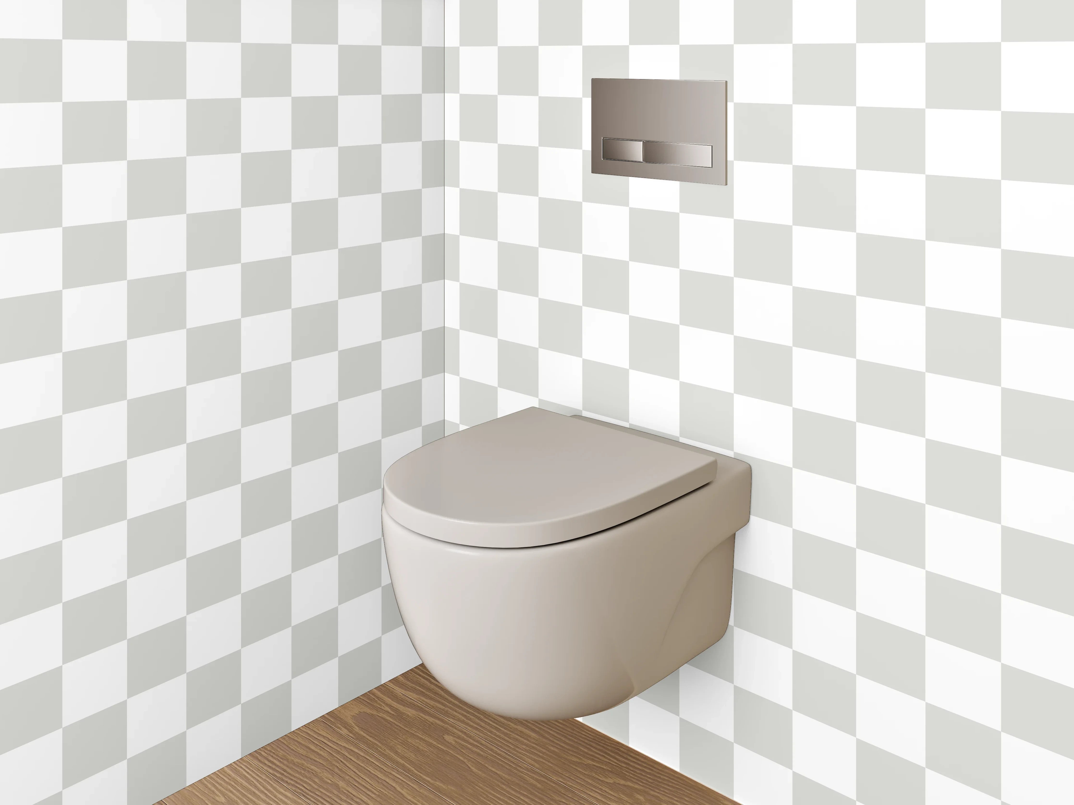 WC-Rückwand - Transparenter Kachel-Effekt Weiß-Grau