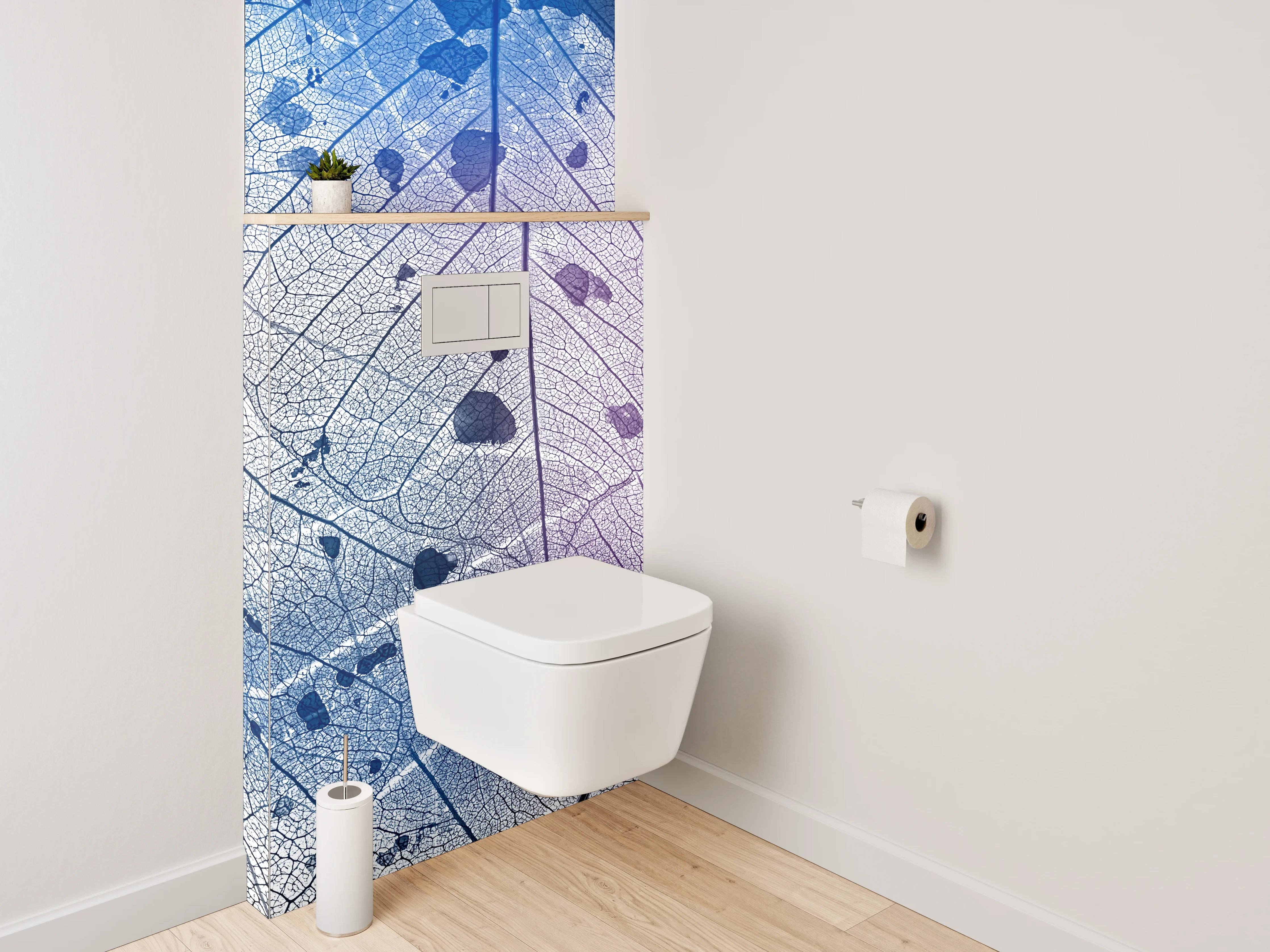 WC-Rückwand - Transparentes Blatt mit blau-violetter Struktur