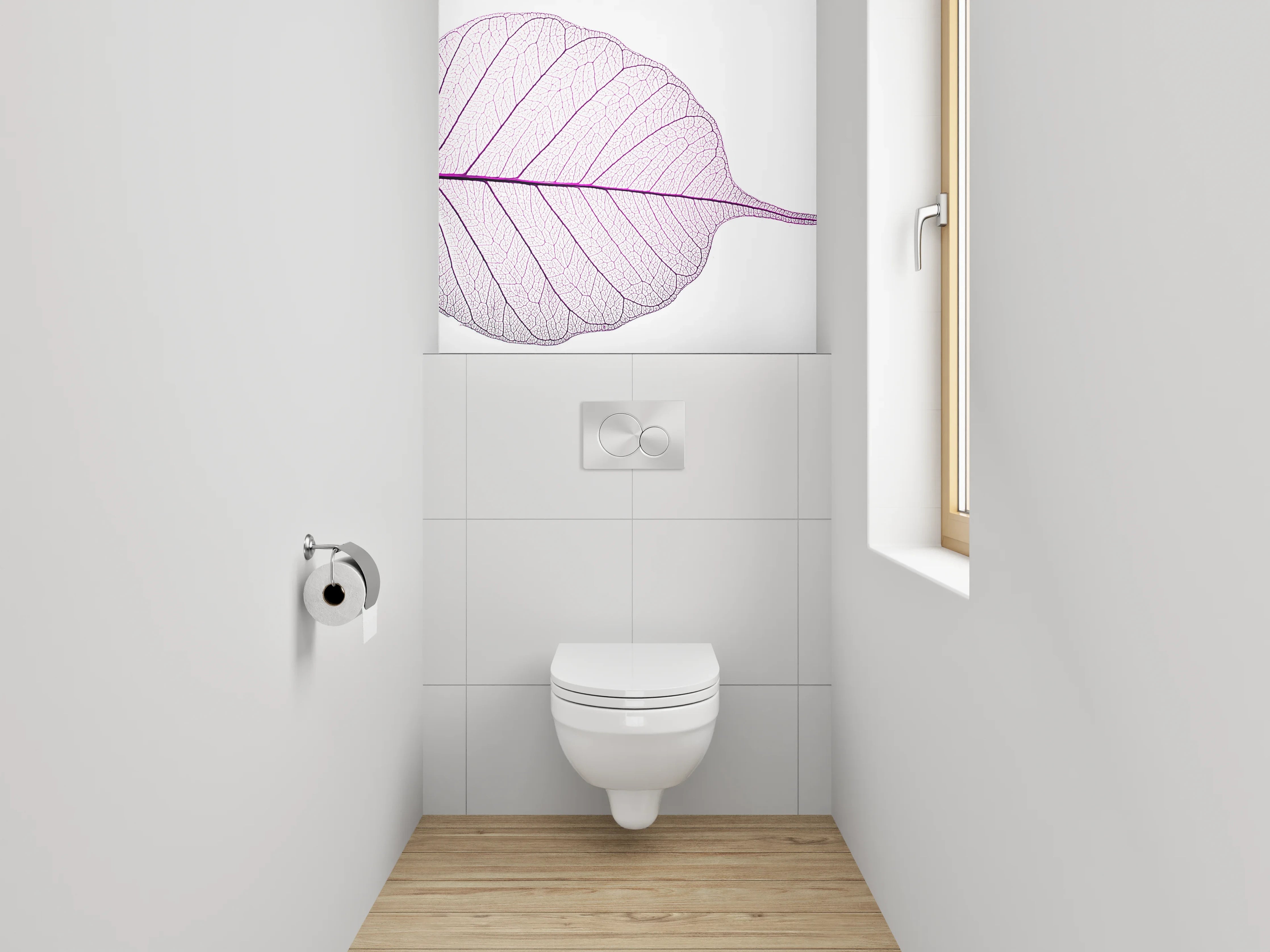 WC-Rückwand - Transparentes Skelettblatt in Lila