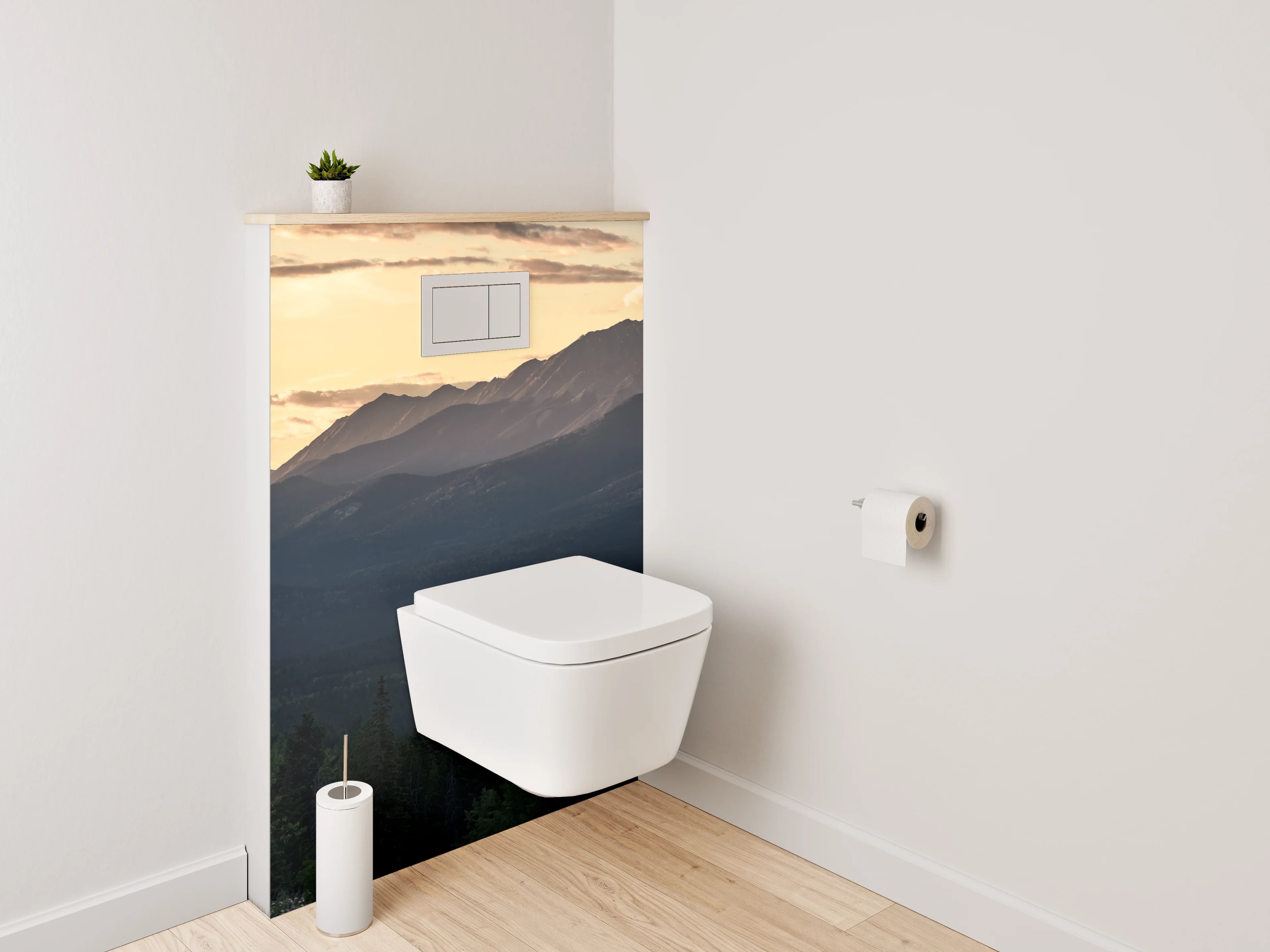 WC-Rückwand - Traumhafte Berglandschaft bei Sonnenuntergang