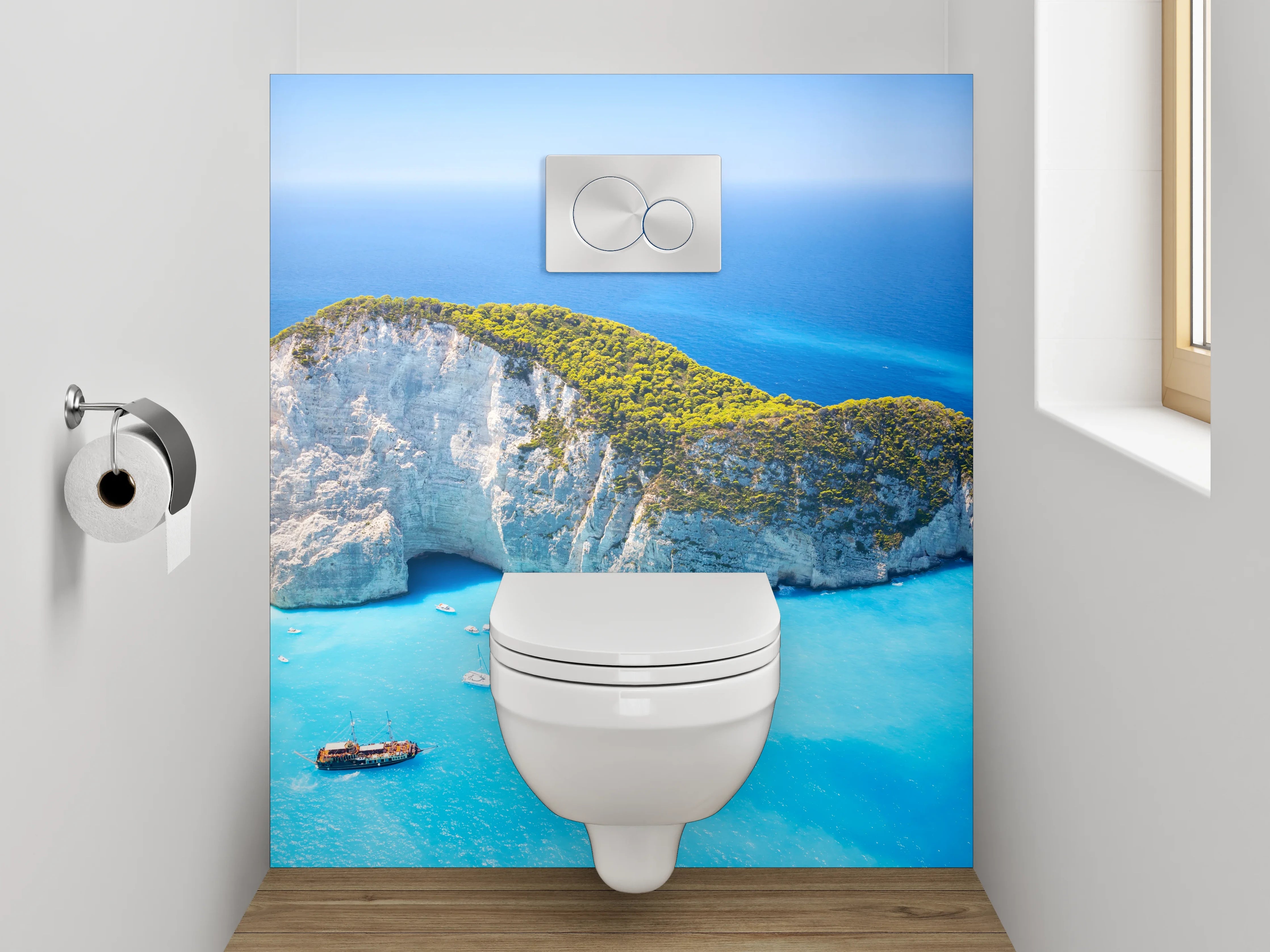 WC-Rückwand - Traumhafte Bucht am türkisblauen Meer