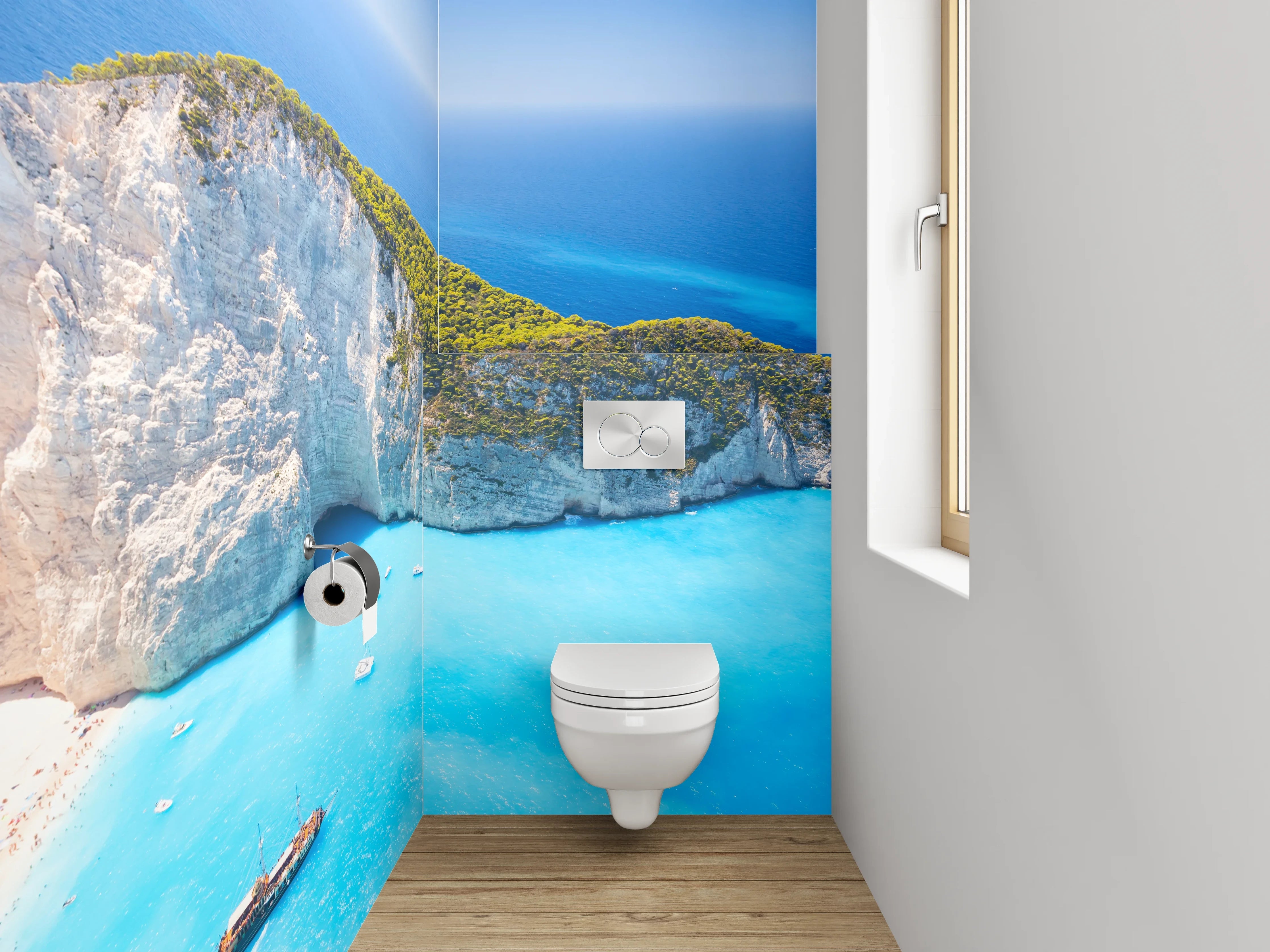 WC-Rückwand - Traumhafte Bucht am türkisblauen Meer