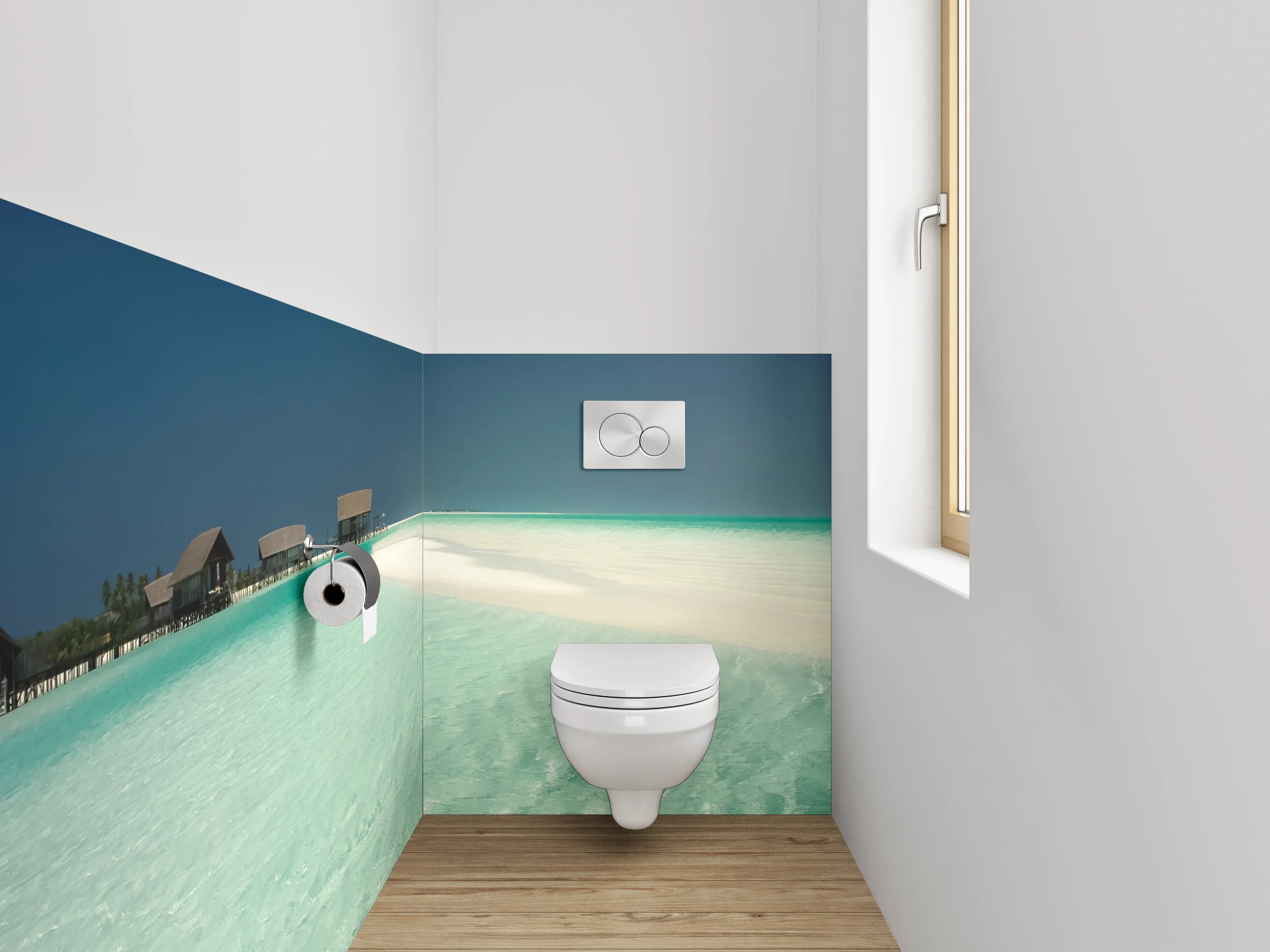 WC-Rückwand - Traumhafte Lagune am weißen Sandstrand