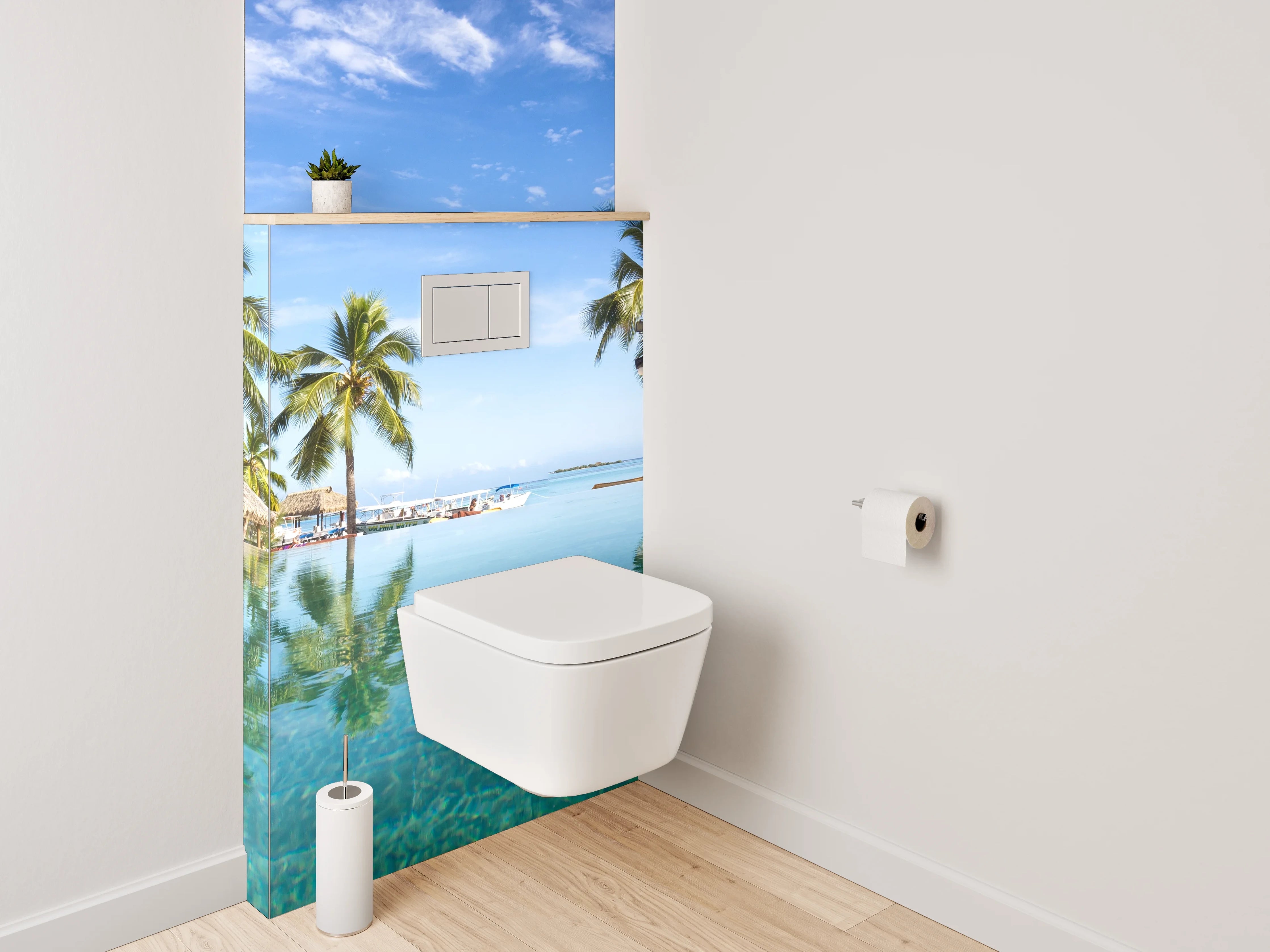 WC-Rückwand - Traumhafte Pool-Oase mit Palmen