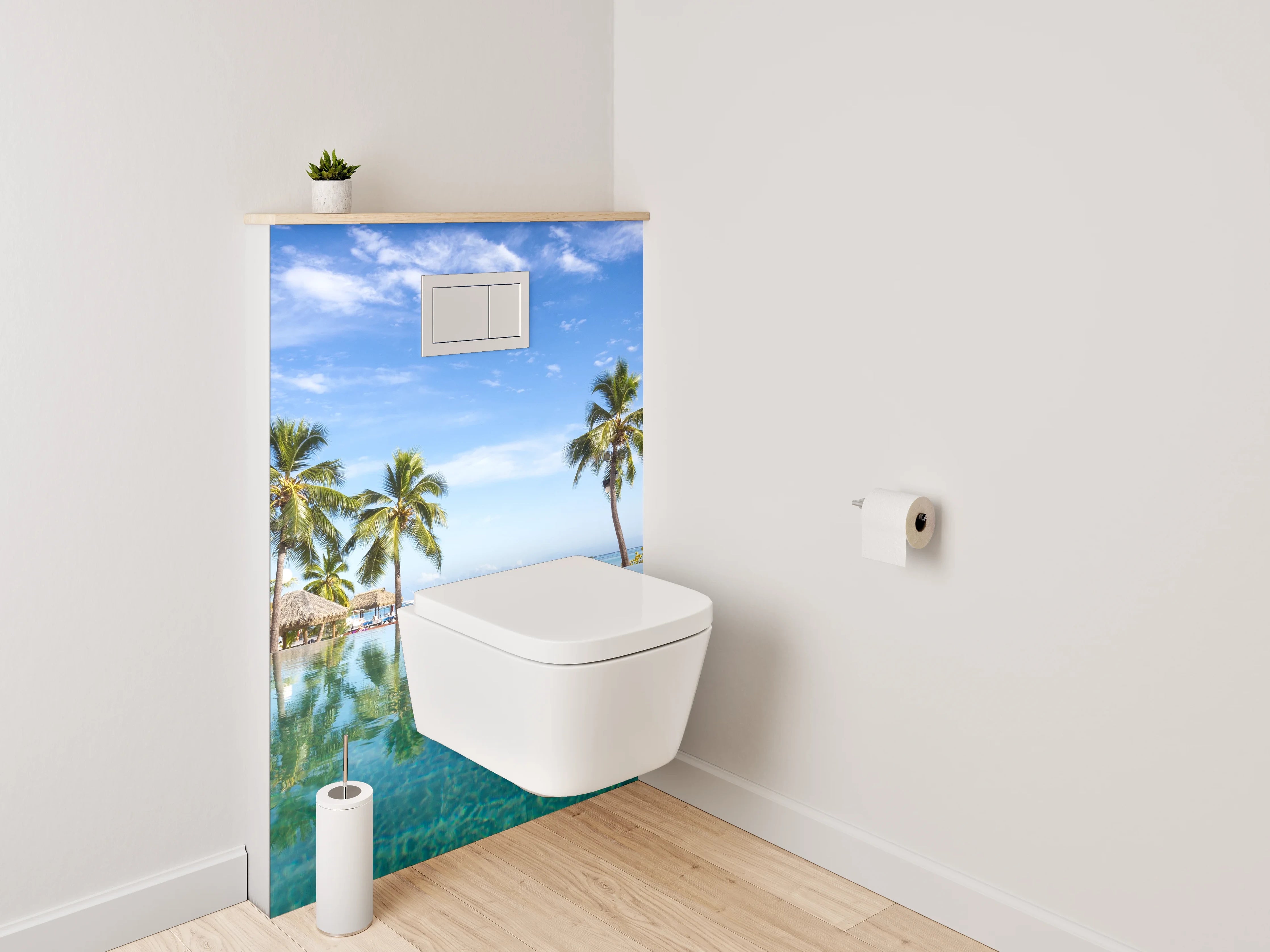 WC-Rückwand - Traumhafte Pool-Oase mit Palmen