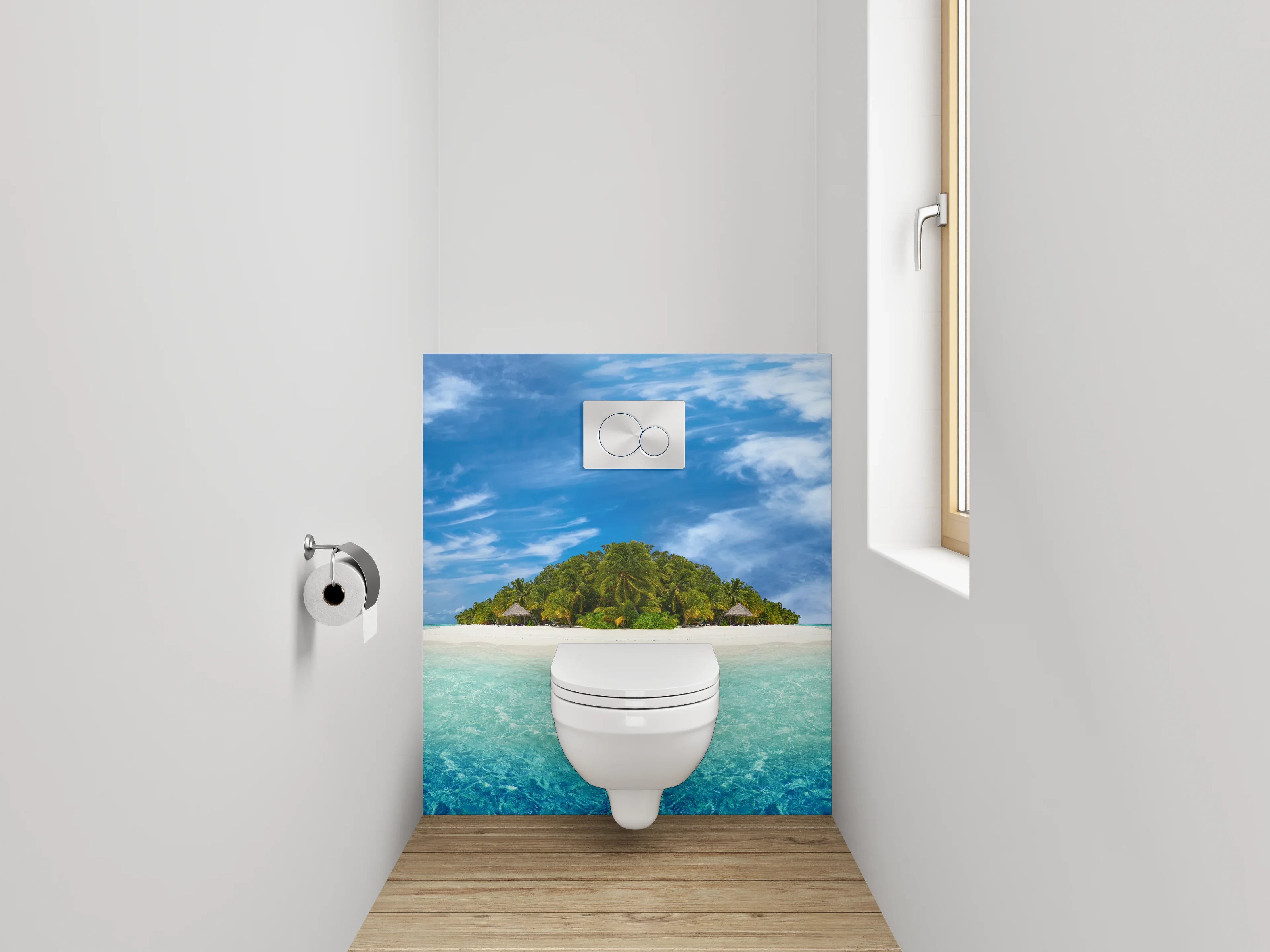 WC-Rückwand - Traumhafte Tropeninsel im Ozean