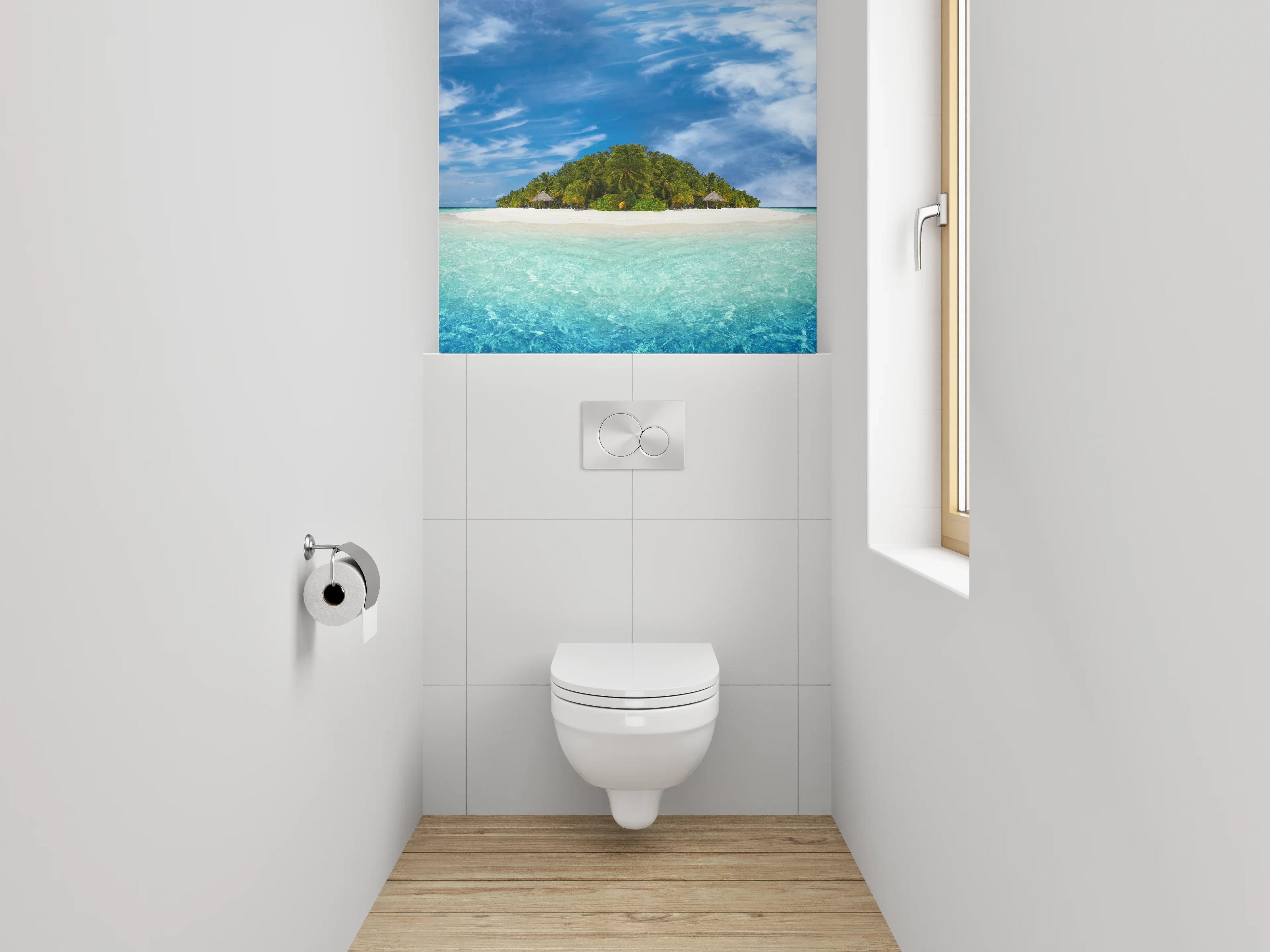 WC-Rückwand - Traumhafte Tropeninsel im Ozean