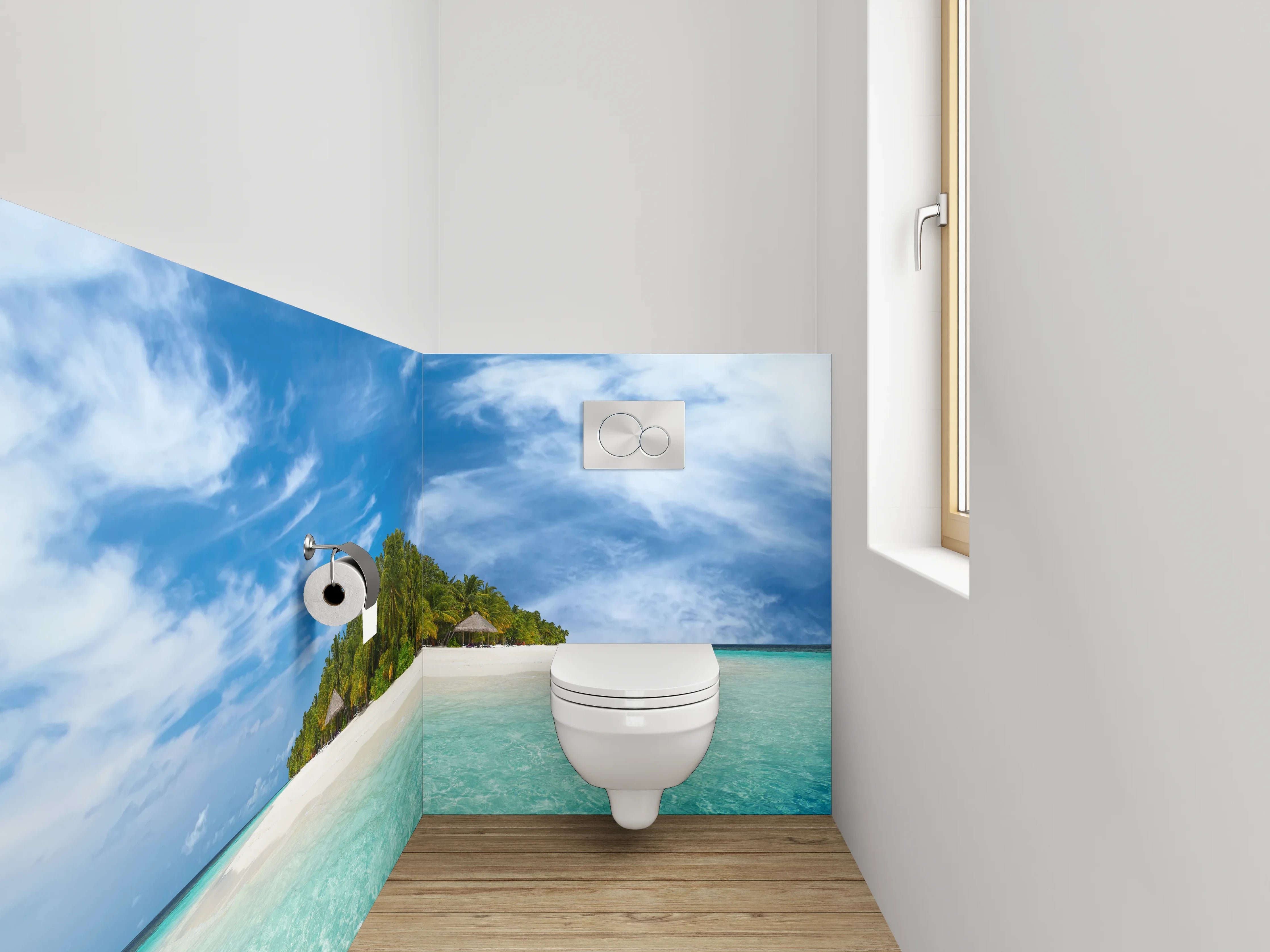 WC-Rückwand - Traumhafte Tropeninsel im Ozean