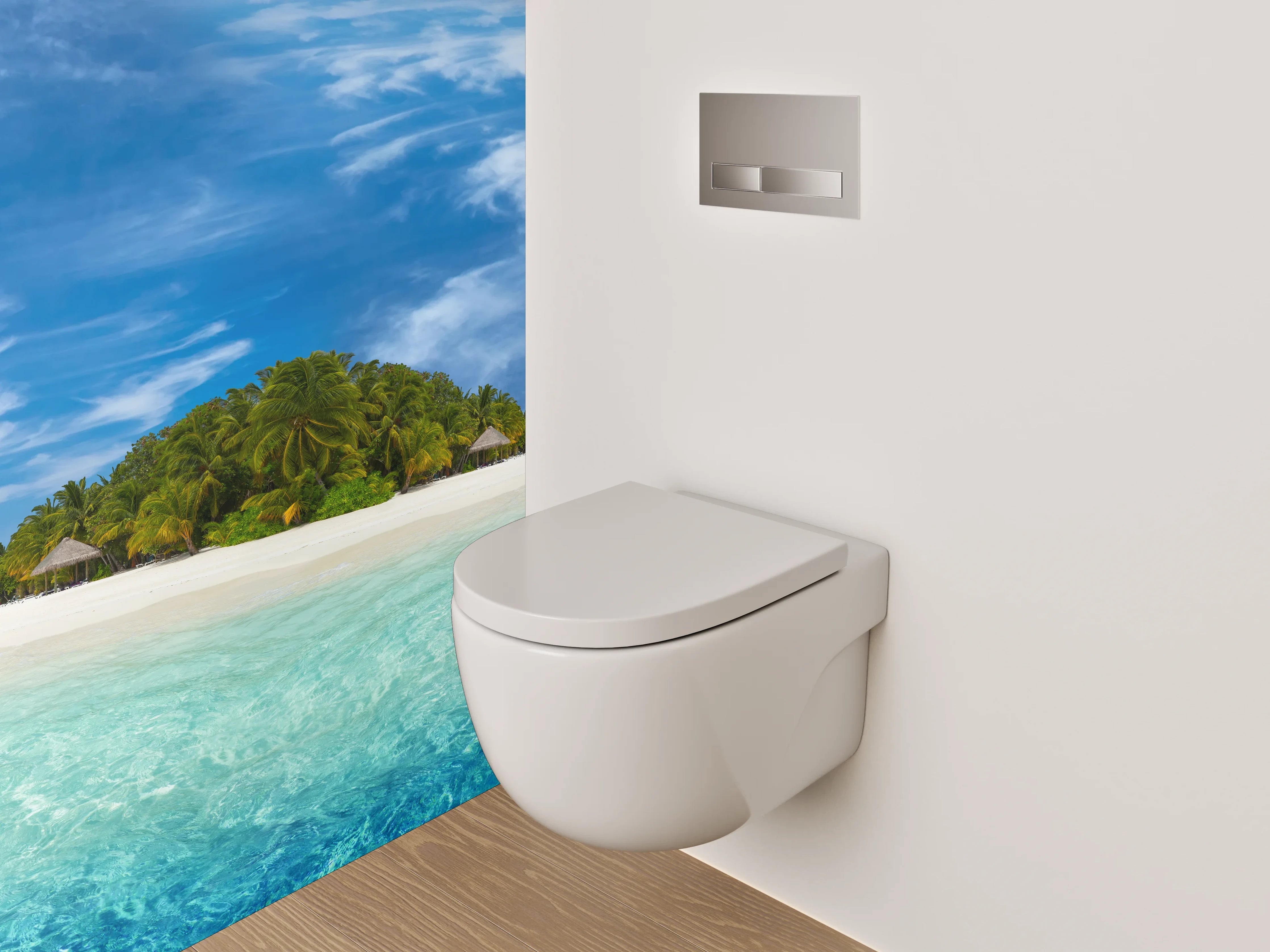 WC-Rückwand - Traumhafte Tropeninsel im Ozean