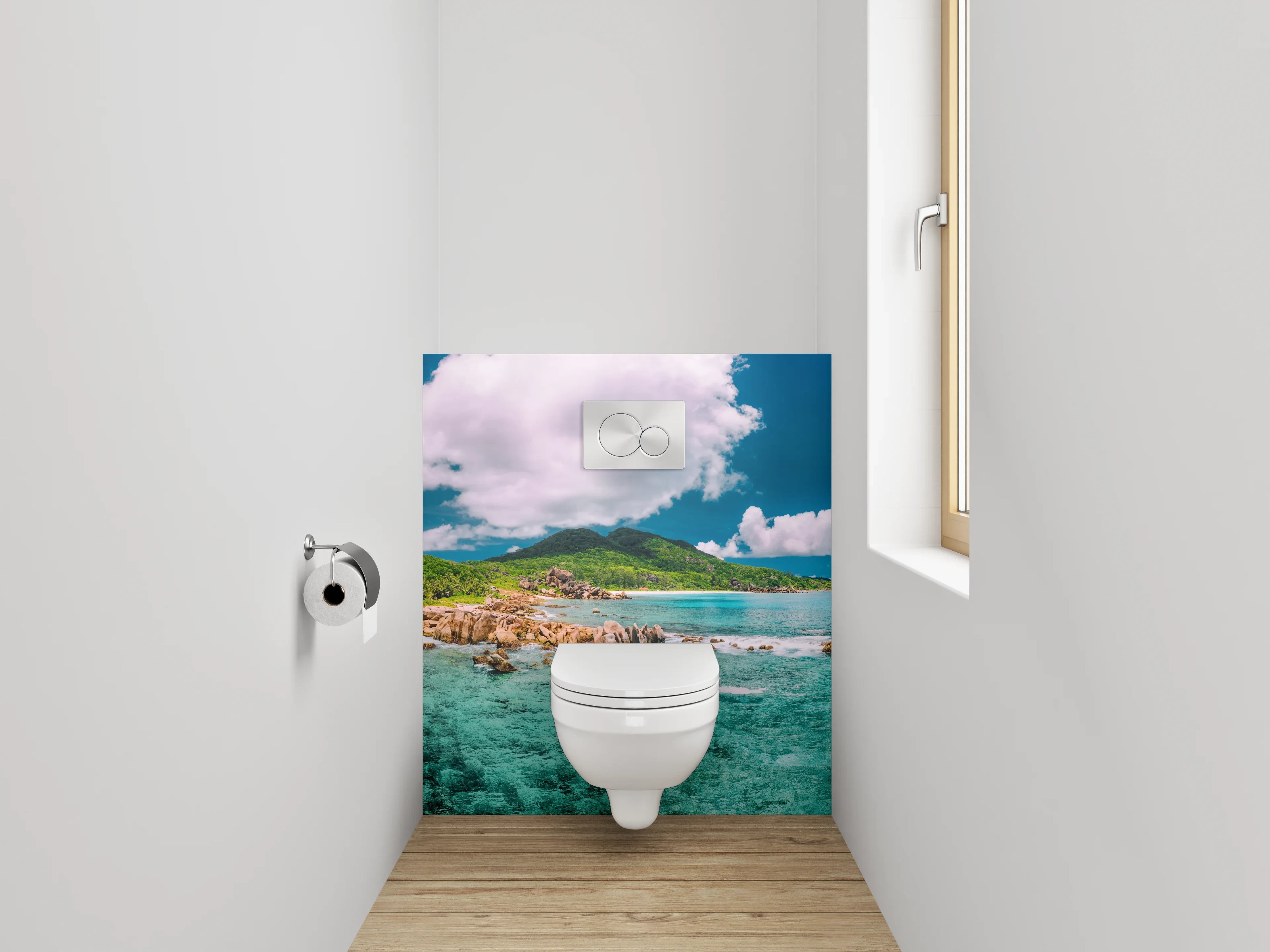 WC-Rückwand - Traumhafter Karibik-Strand mit Türkisblau