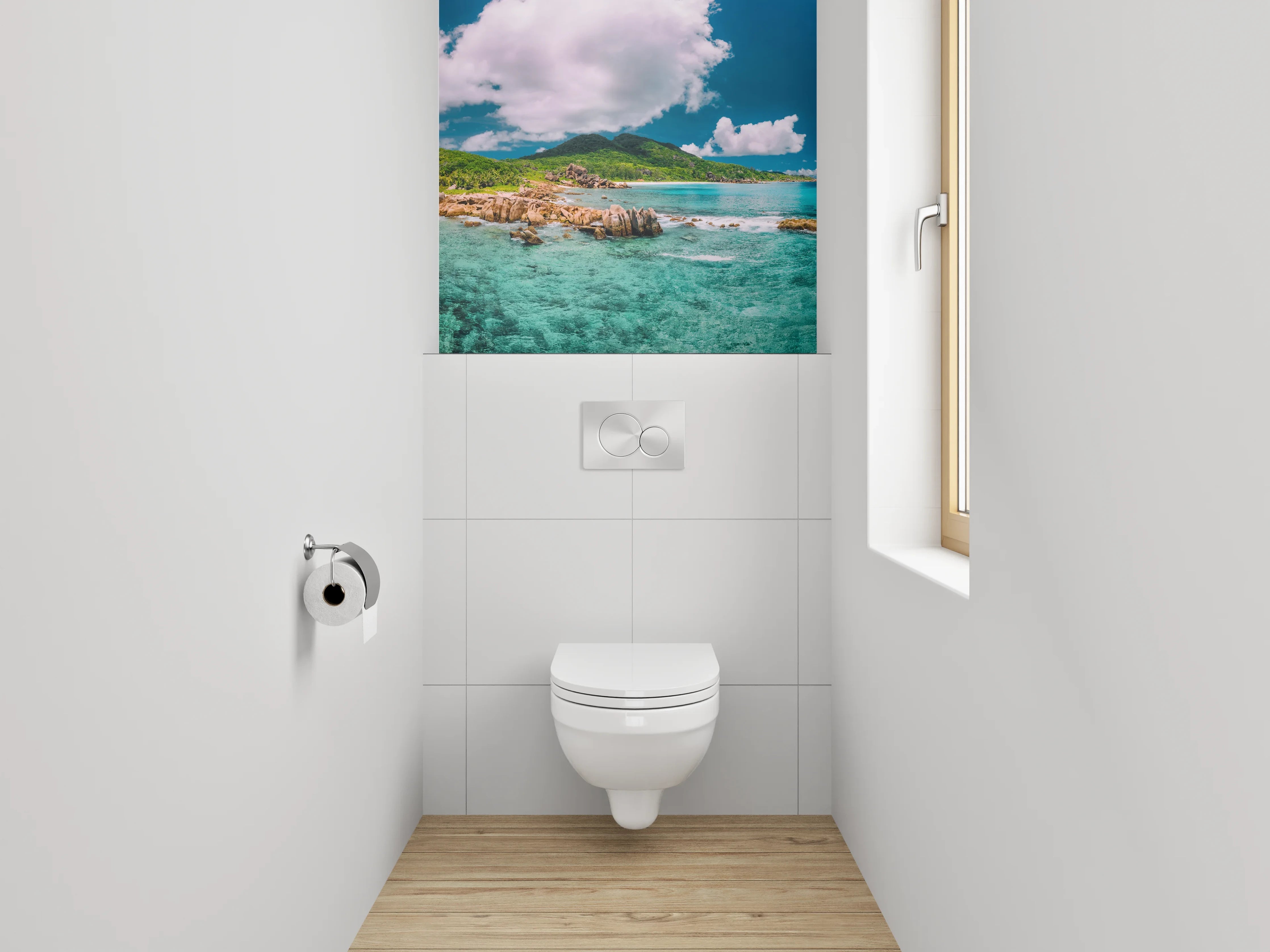 WC-Rückwand - Traumhafter Karibik-Strand mit Türkisblau