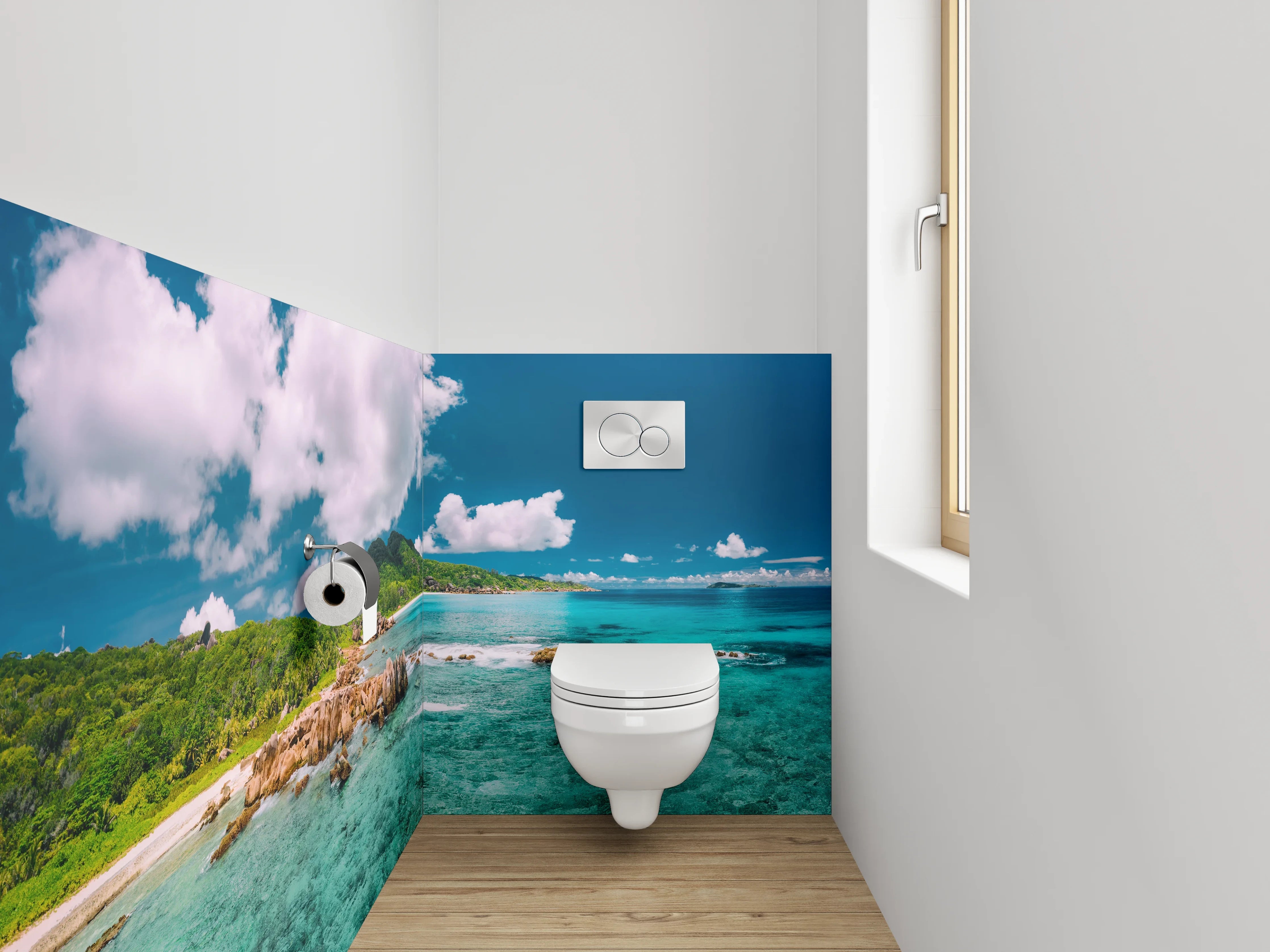 WC-Rückwand - Traumhafter Karibik-Strand mit Türkisblau