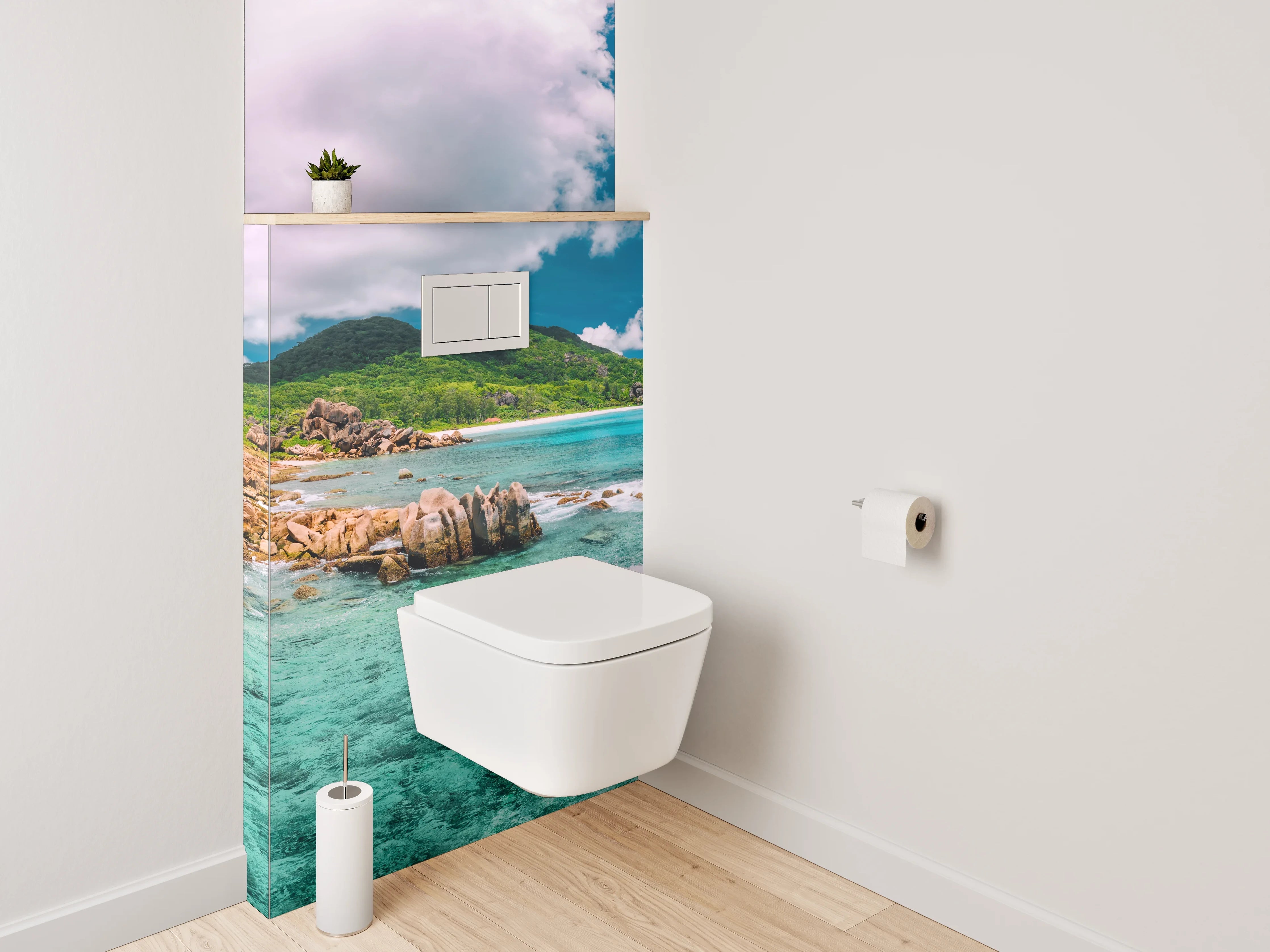 WC-Rückwand - Traumhafter Karibik-Strand mit Türkisblau