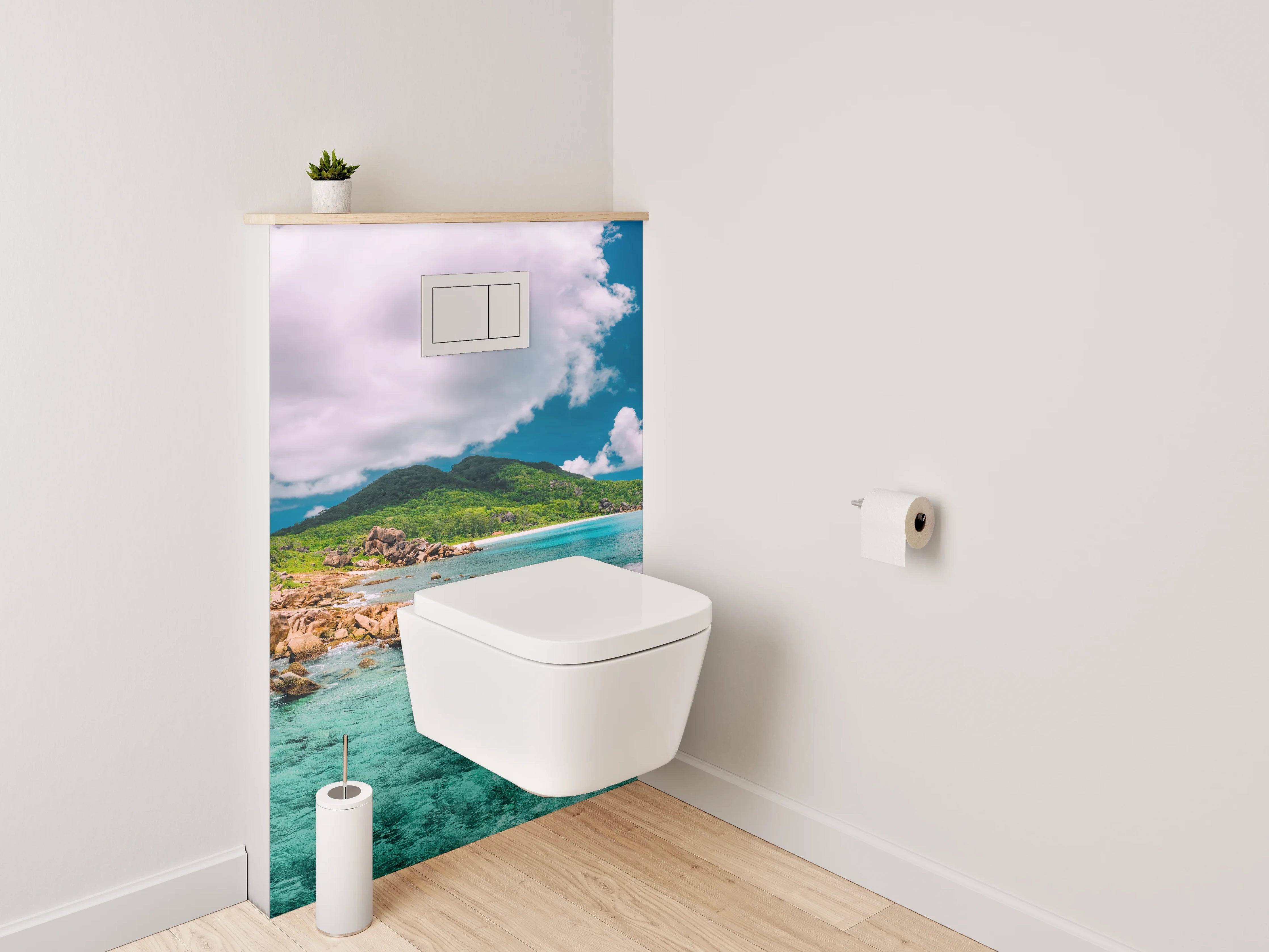 WC-Rückwand - Traumhafter Karibik-Strand mit Türkisblau