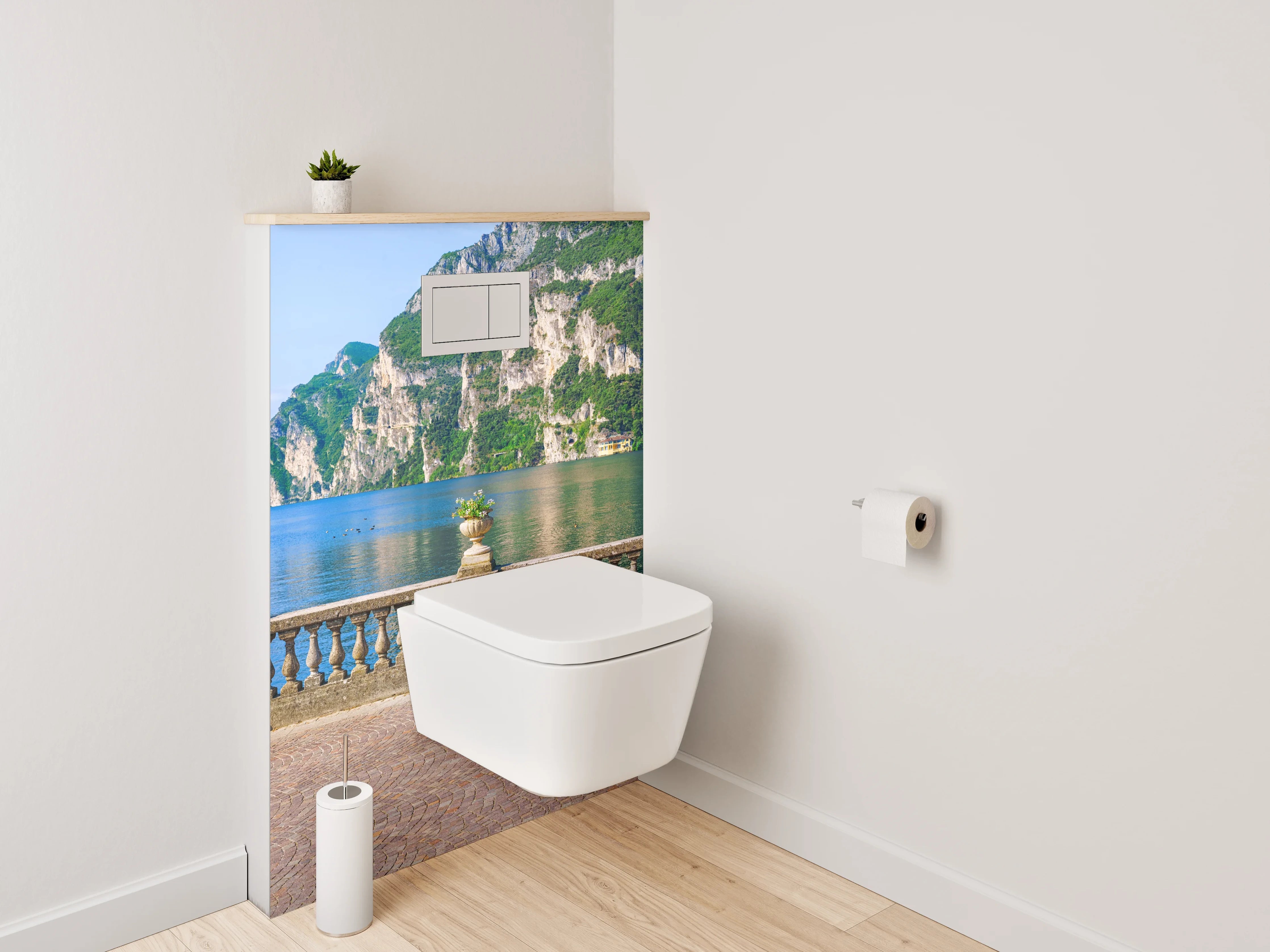 WC-Rückwand - Traumhafter Seeblick mit Bergkulisse