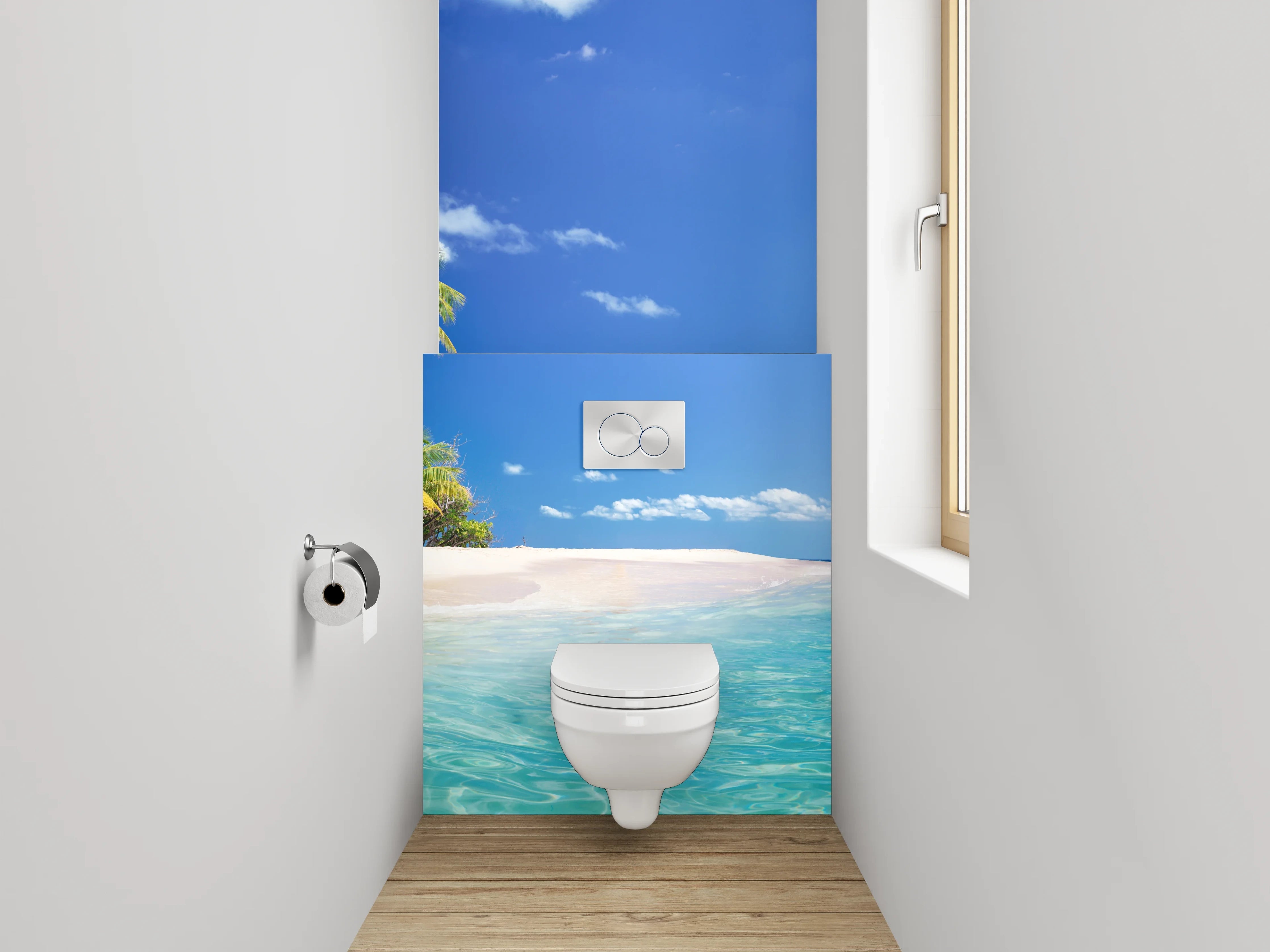WC-Rückwand - Traumstrand im Paradies