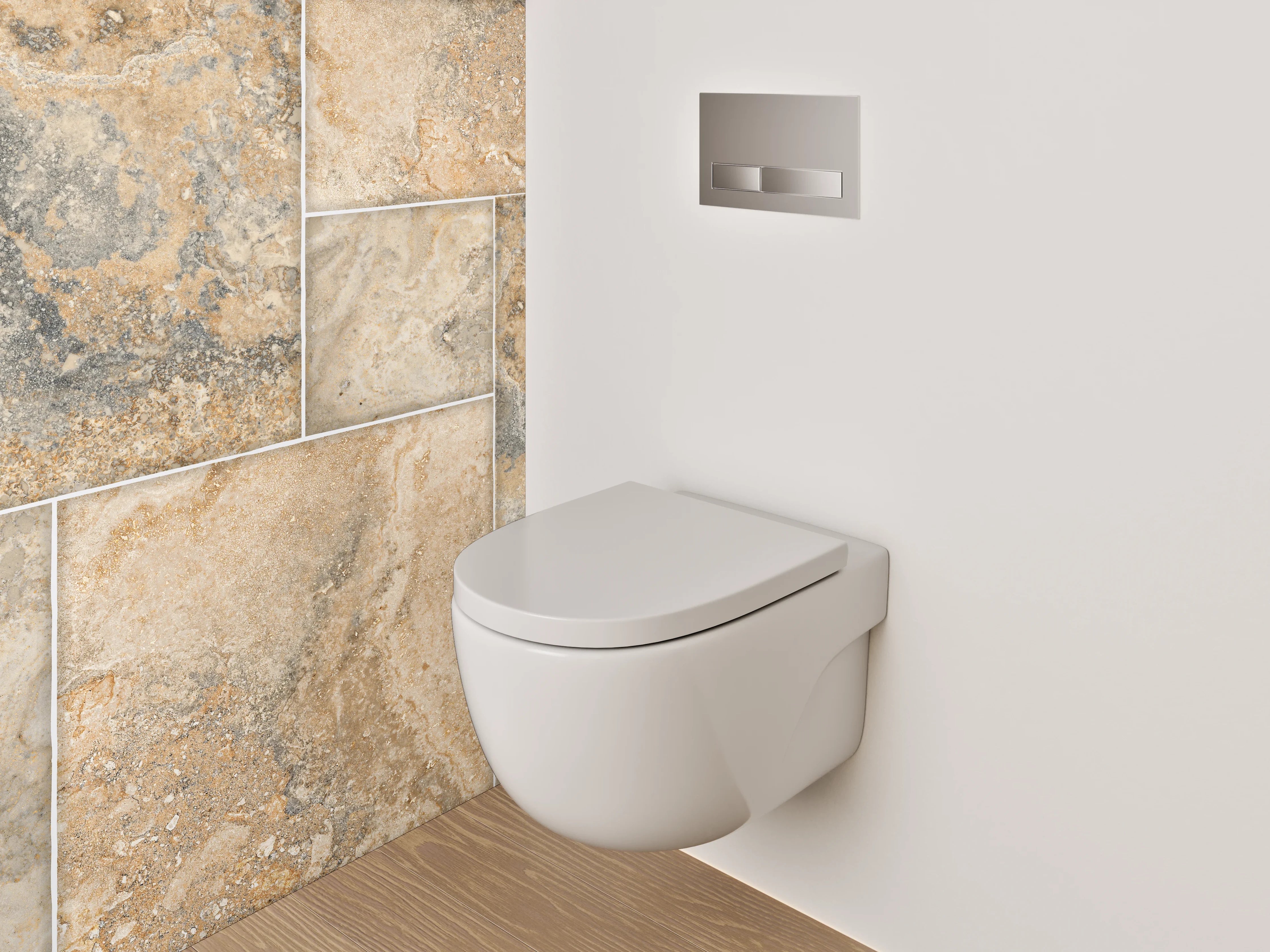 WC-Rückwand - Travertinfliesen Optik für Wandgestaltung