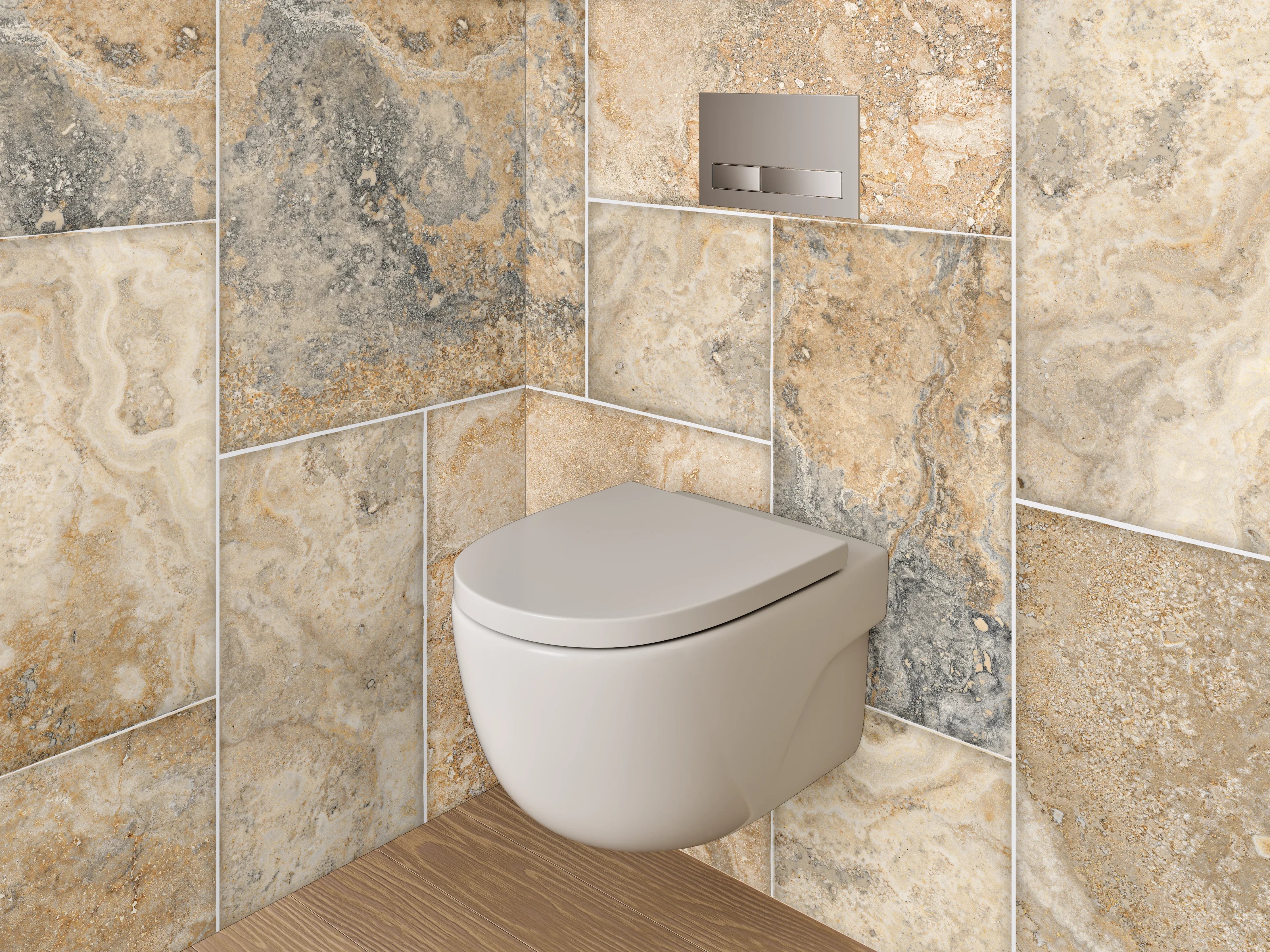 WC-Rückwand - Travertinfliesen Optik für Wandgestaltung