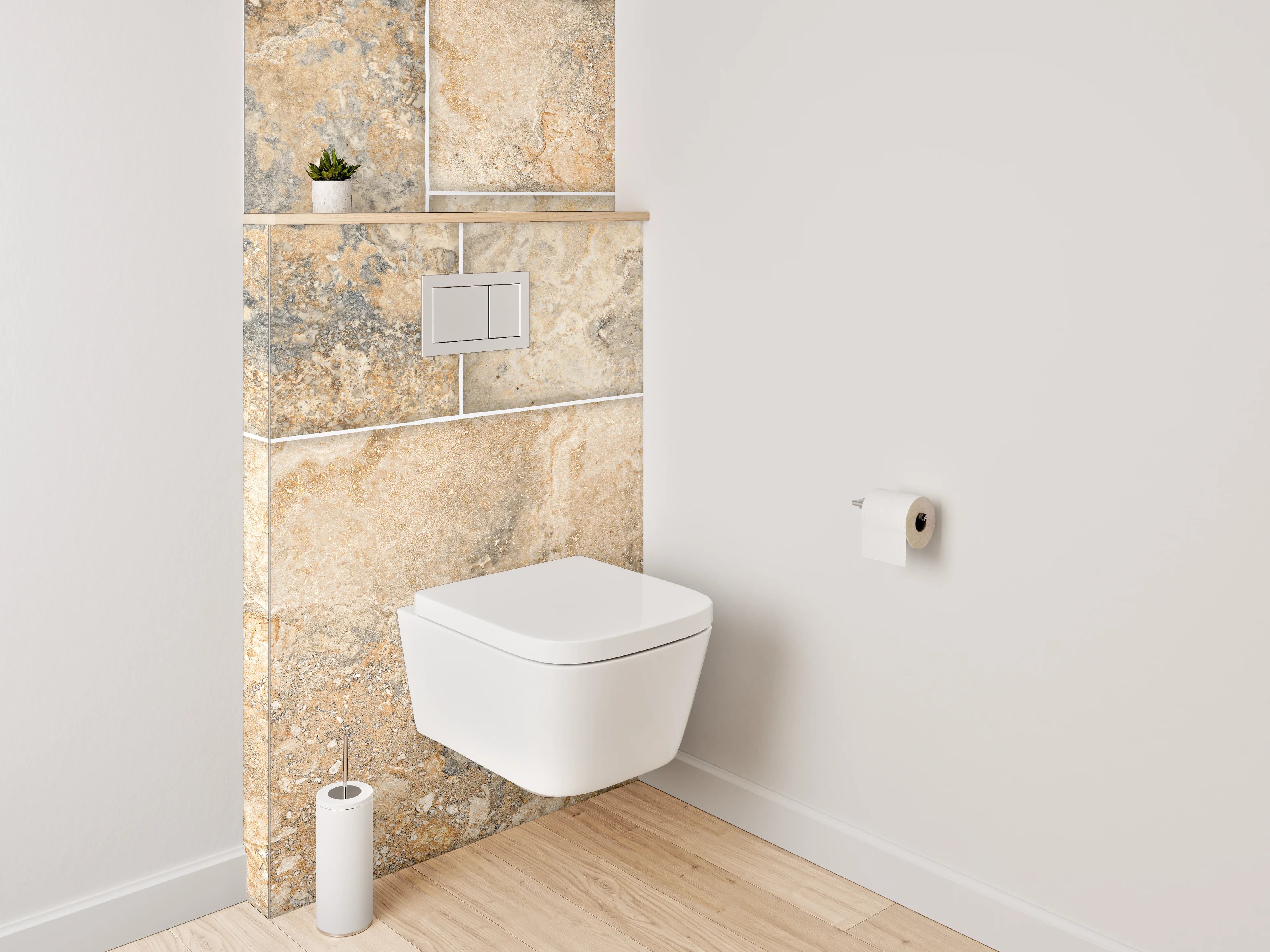 WC-Rückwand - Travertinfliesen Optik für Wandgestaltung