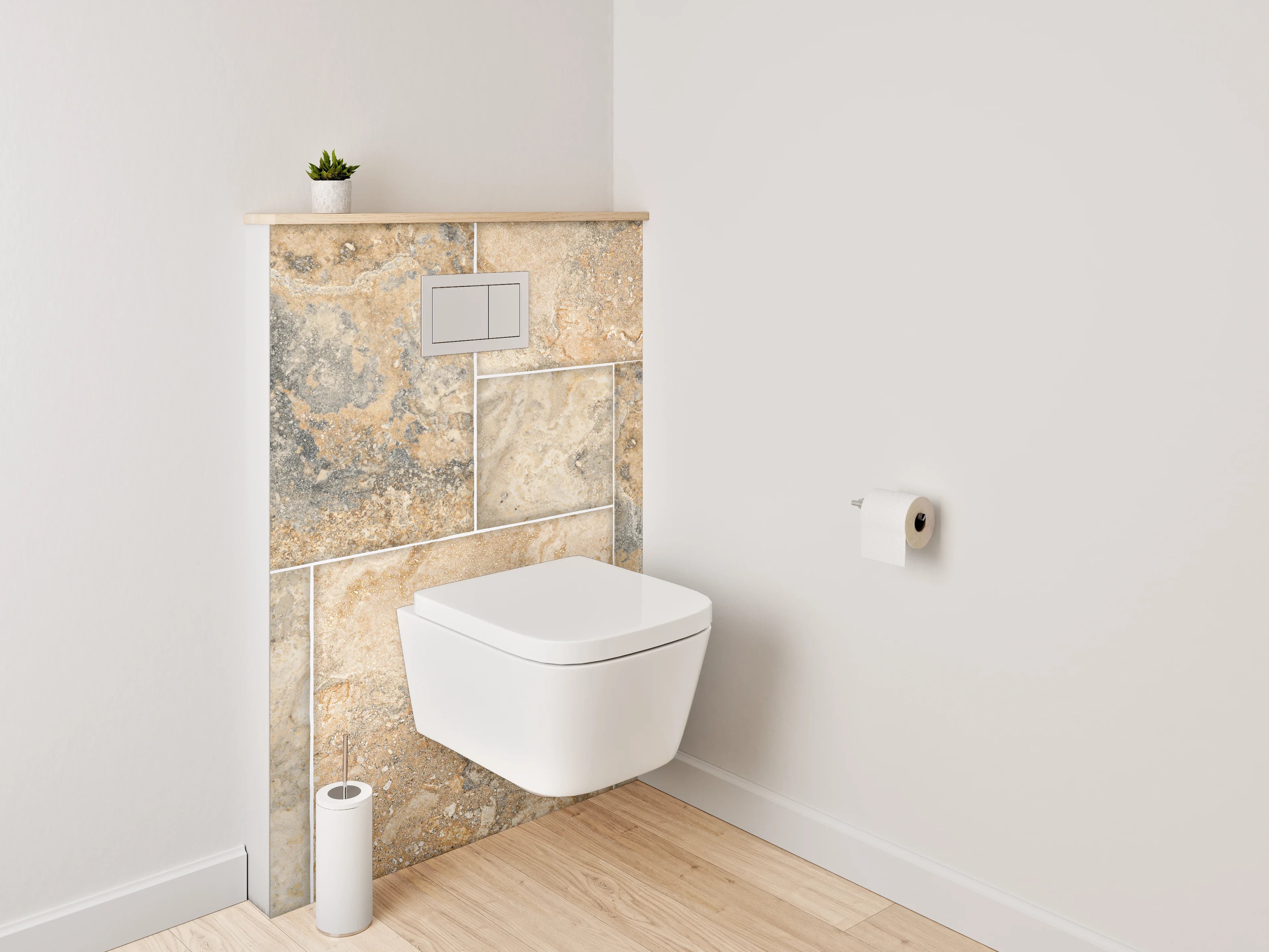 WC-Rückwand - Travertinfliesen Optik für Wandgestaltung