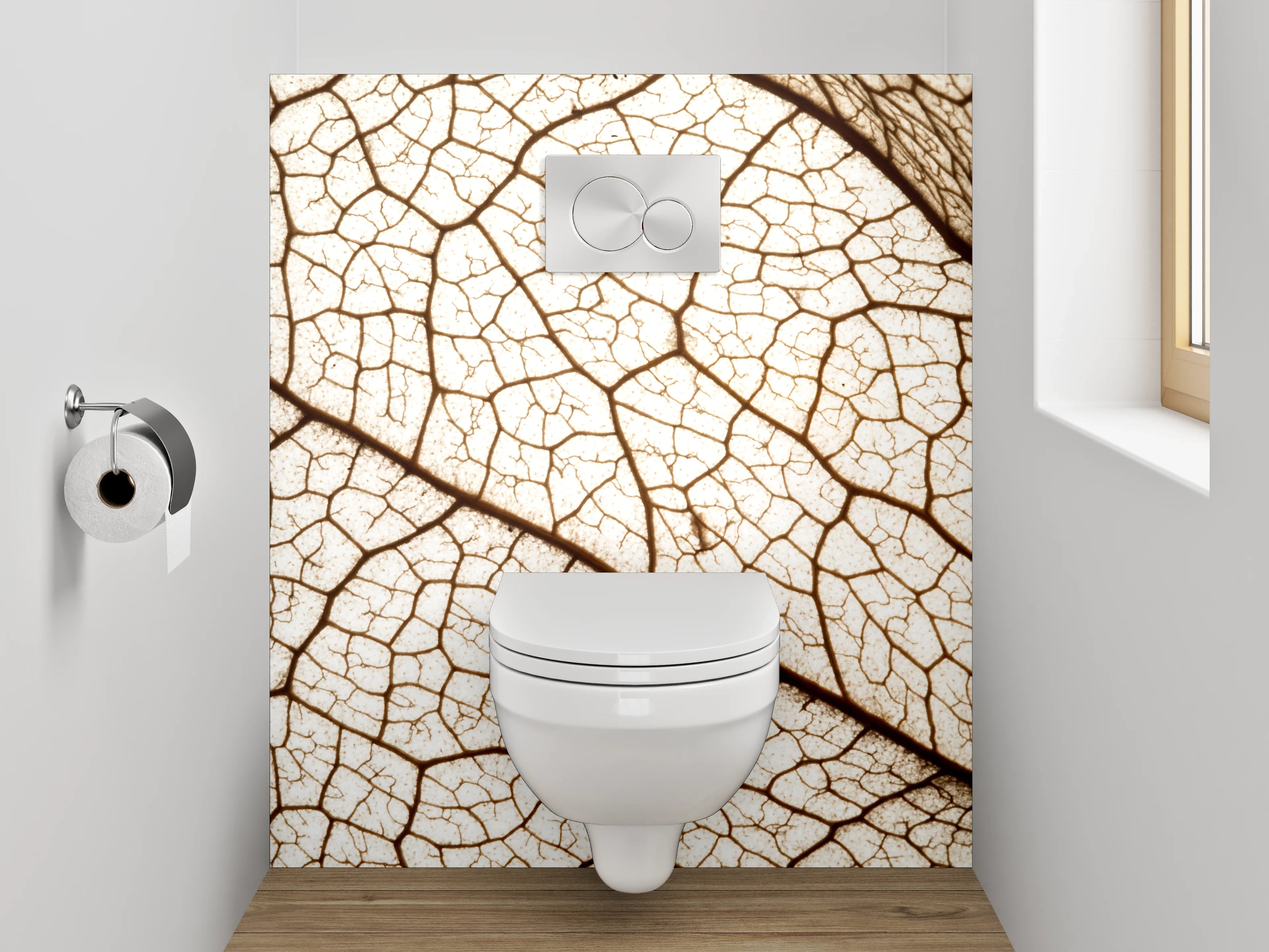 WC-Rückwand - Trockenes Blatt – feine Linienstruktur