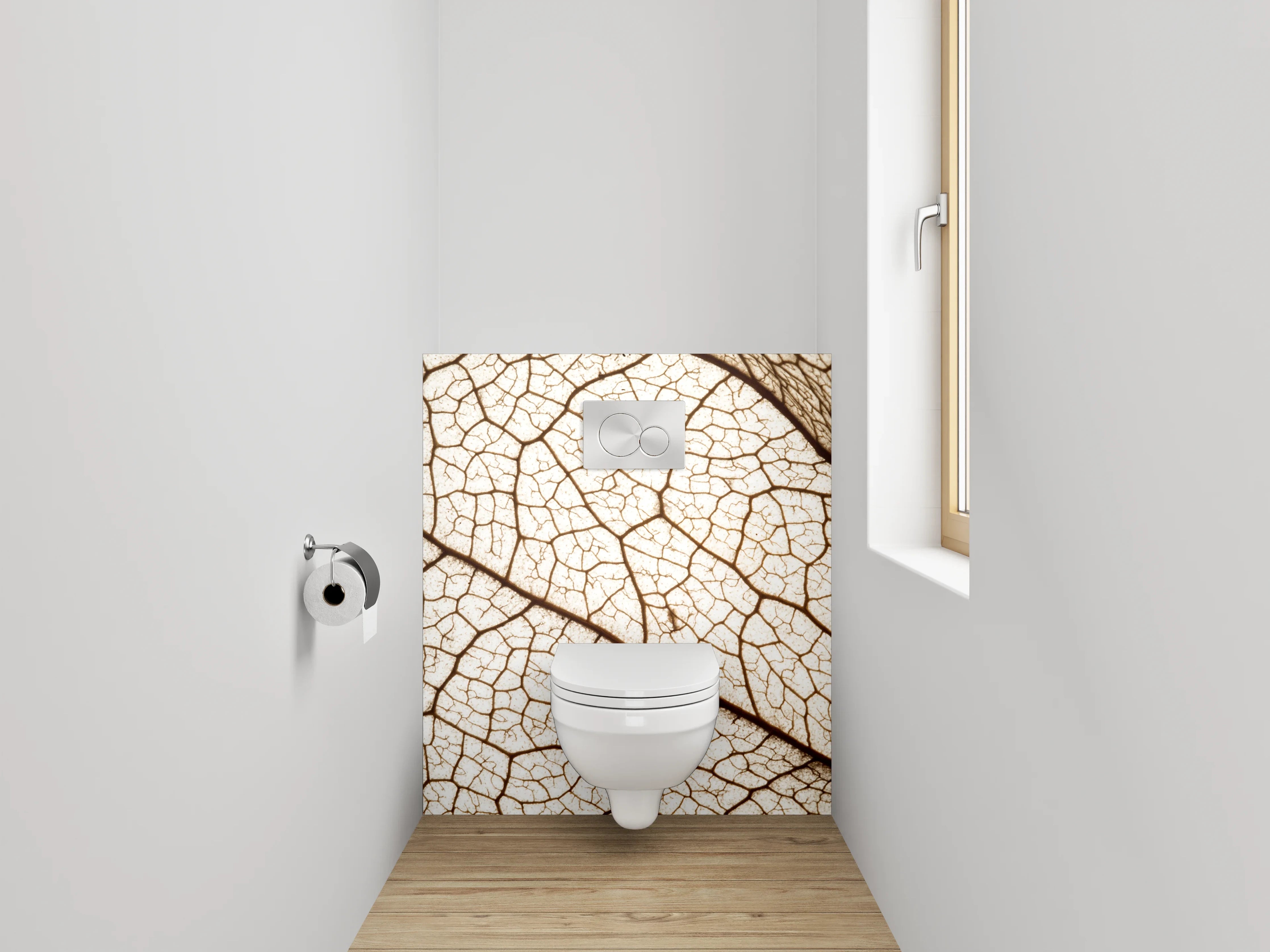 WC-Rückwand - Trockenes Blatt – feine Linienstruktur